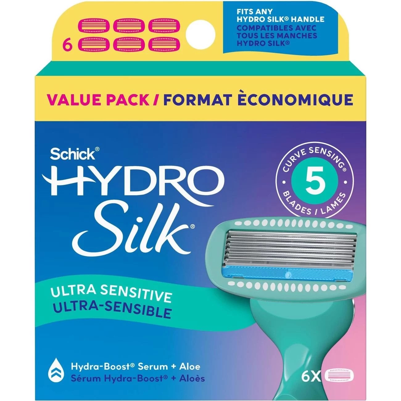 Schick Hydro Silk Sensitive Women's Shower Ready Razor Blade Refills