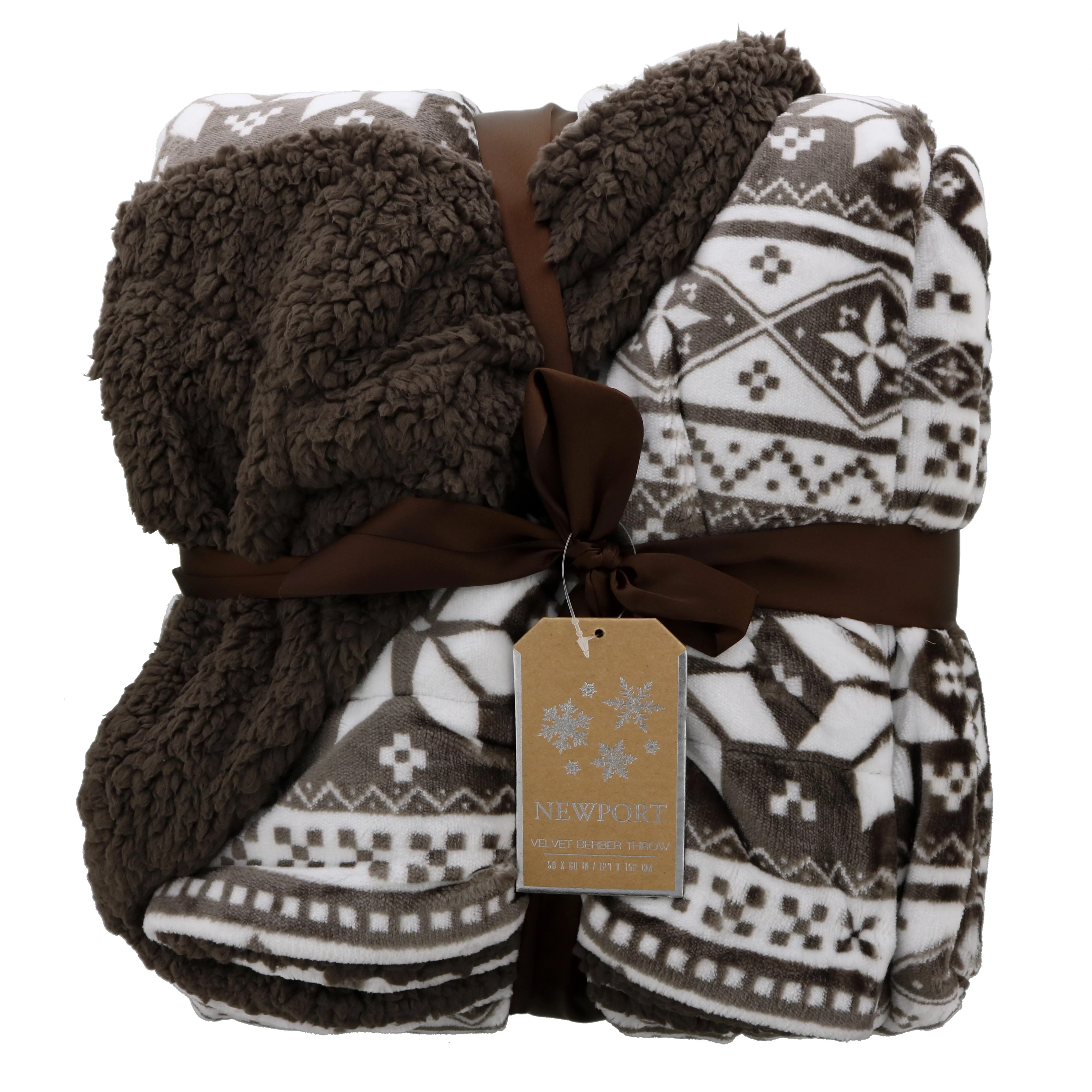 Northpoint Trading Newport Velvet Berber Throw, Brown Shop Bedding