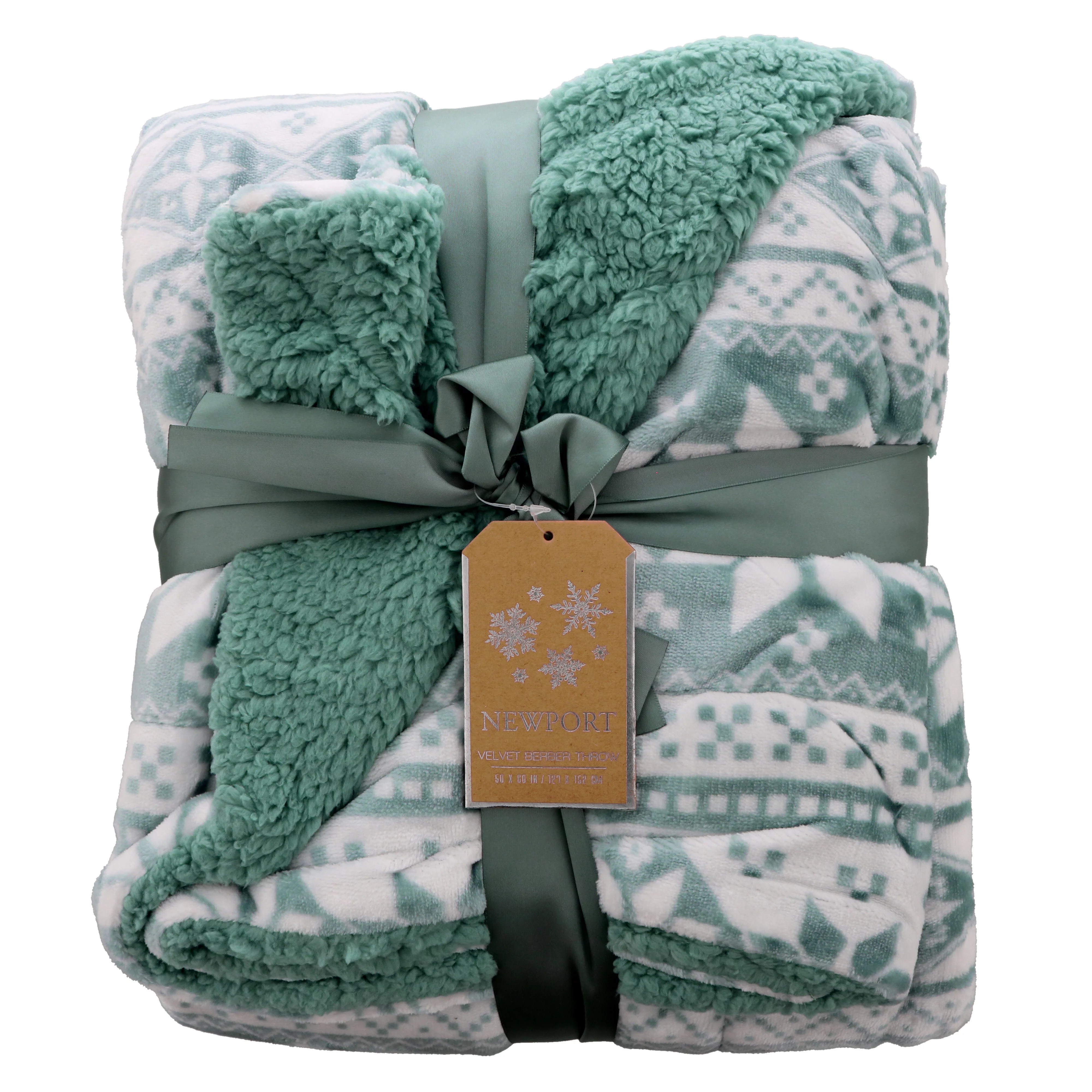 Northpoint Trading Newport Velvet Berber Throw, Light Blue Shop