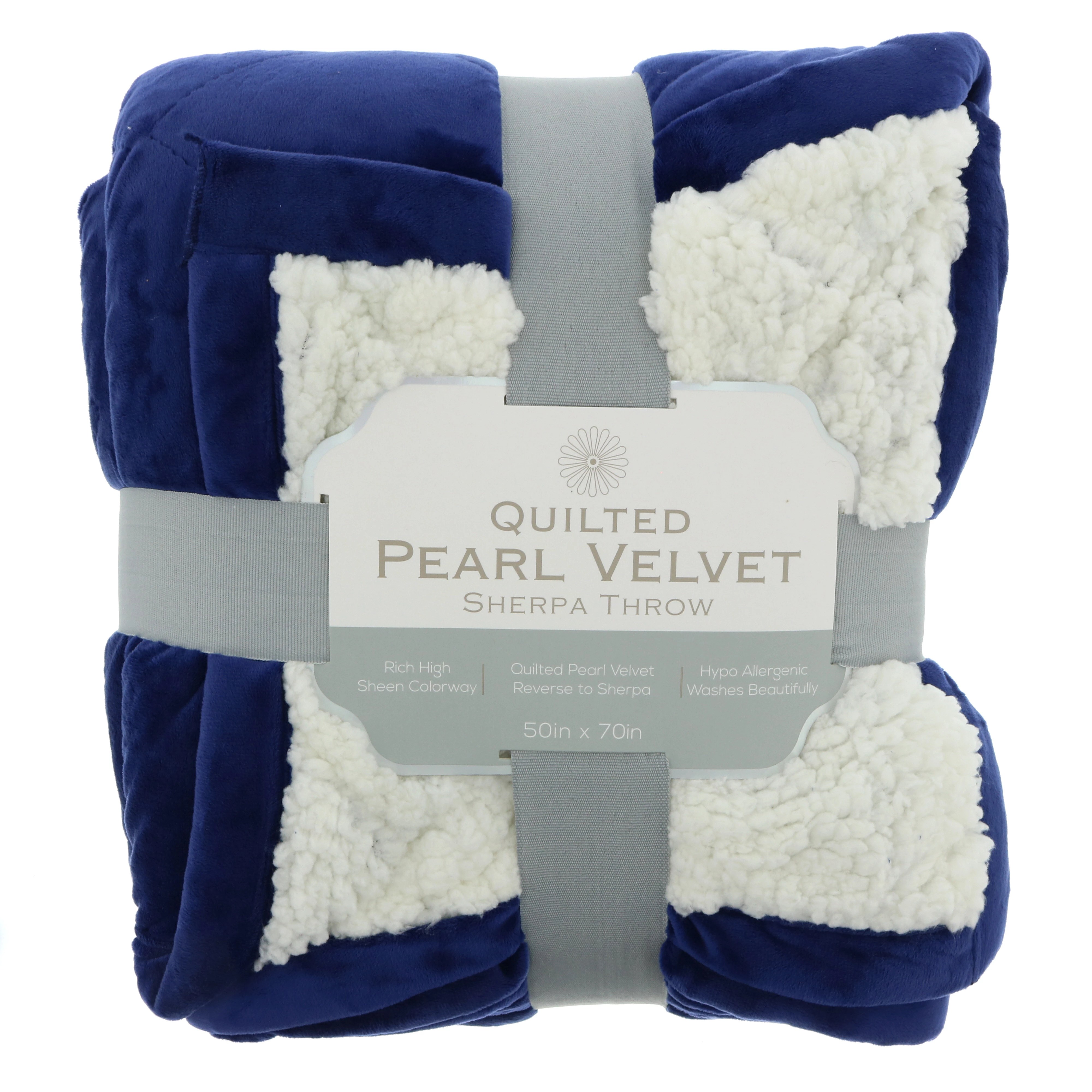 Crest Mills Blue Quilted Pearl Velvet Sherpa Throw Shop Blankets
