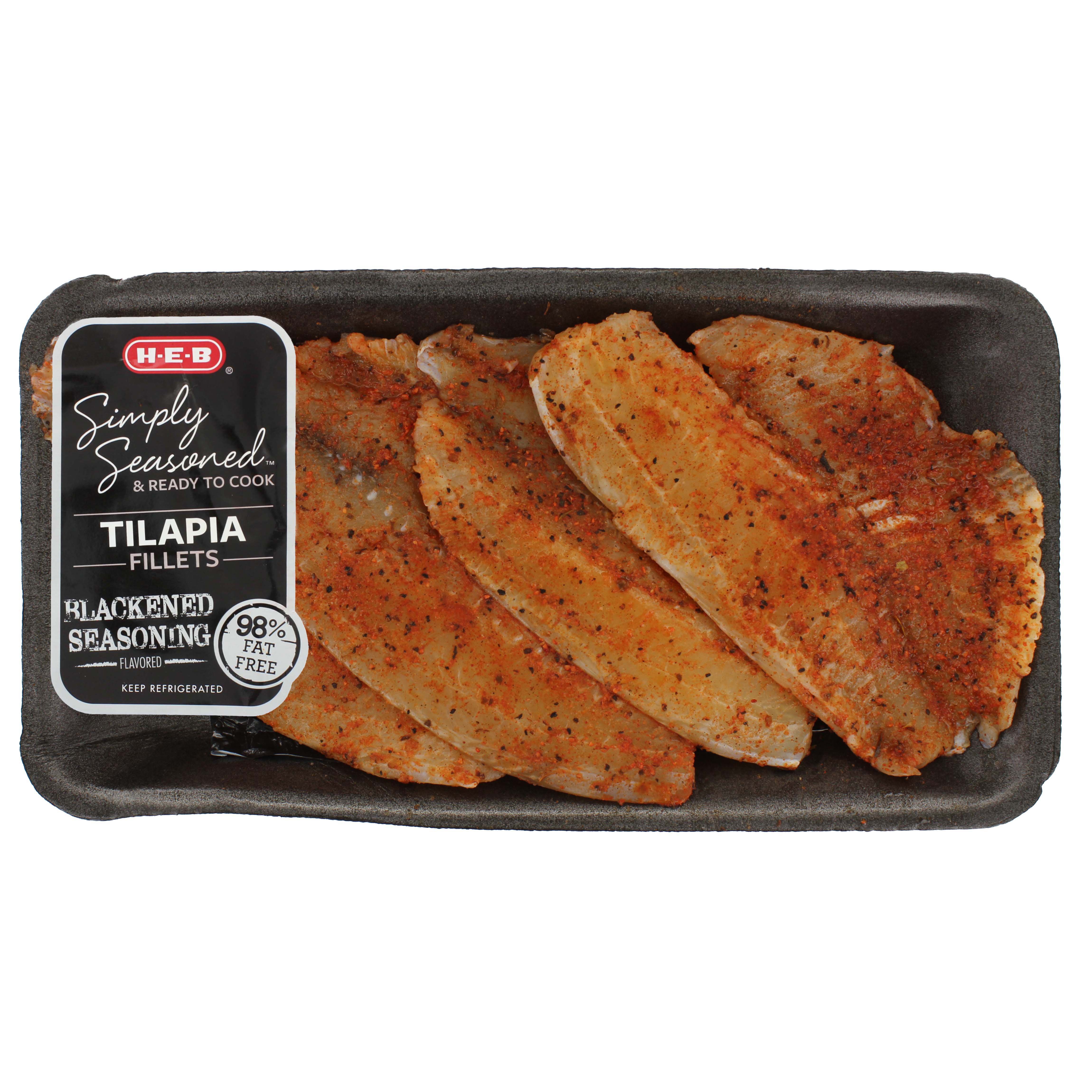 HEB Simply Seasoned Blackened Tilapia Fillet Tray Pack, Farm Raised
