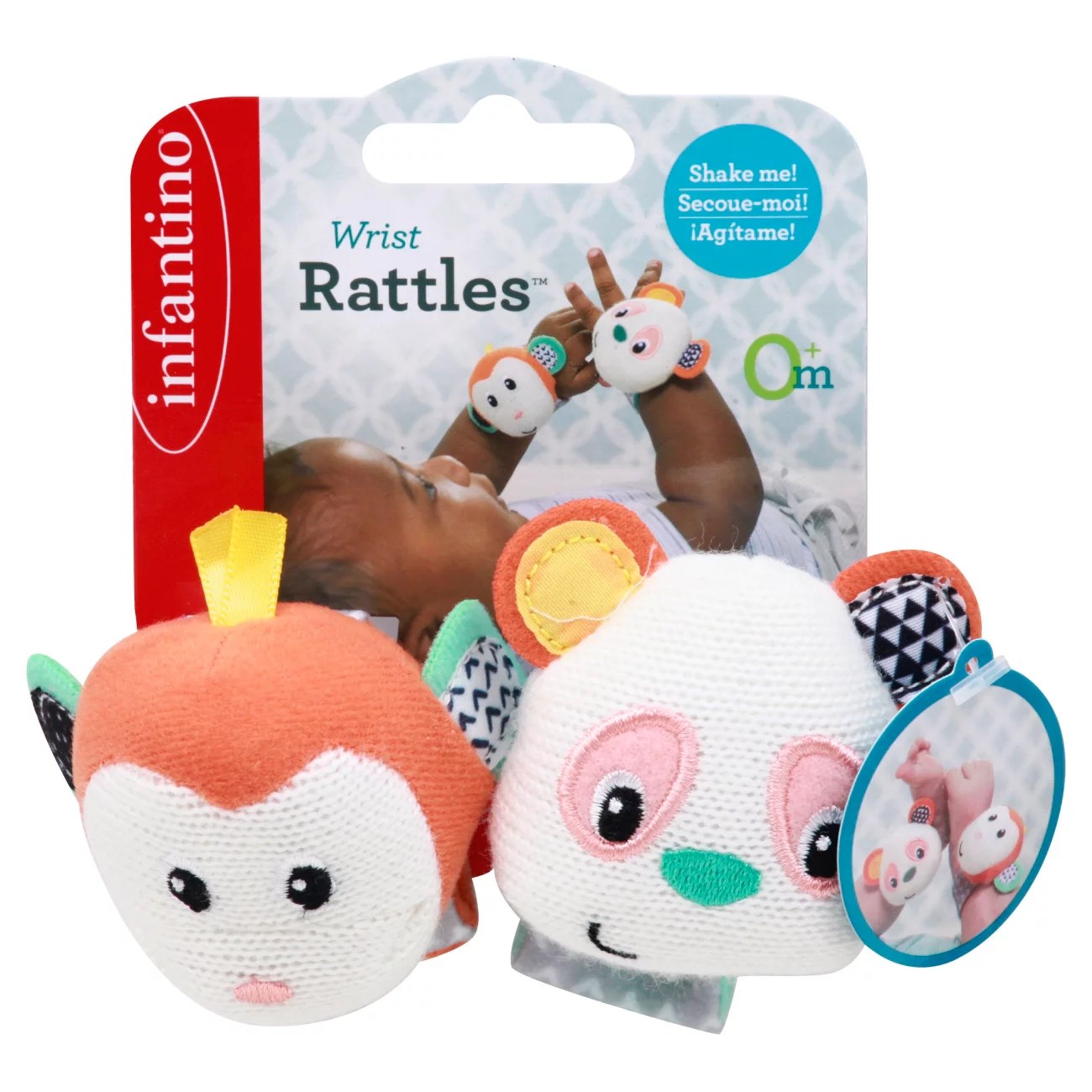 Infantino Wrist Rattles Panda & Monkey Shop Baby Toys at HEB
