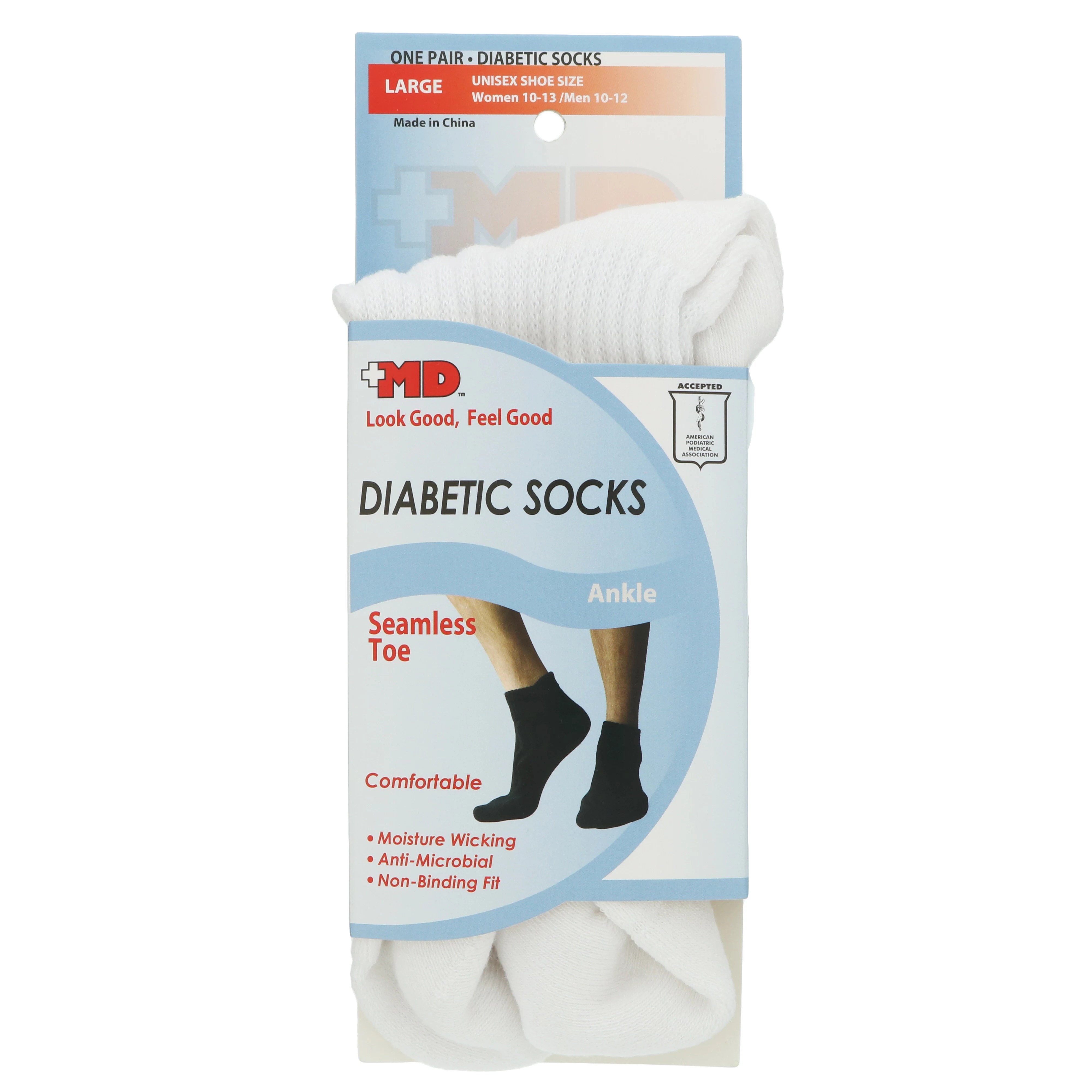 +MD Seamless Comfort Diabetic Ankle Socks Large Shop Socks & Hose at