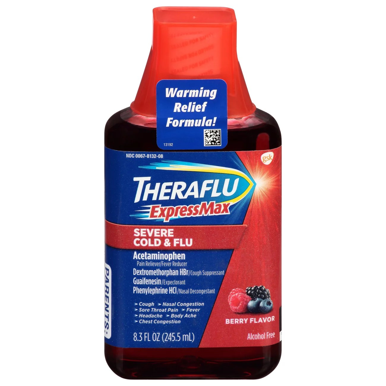 Theraflu Expressmax Severe Cold and Flu Syrup Berry Shop Cough, Cold