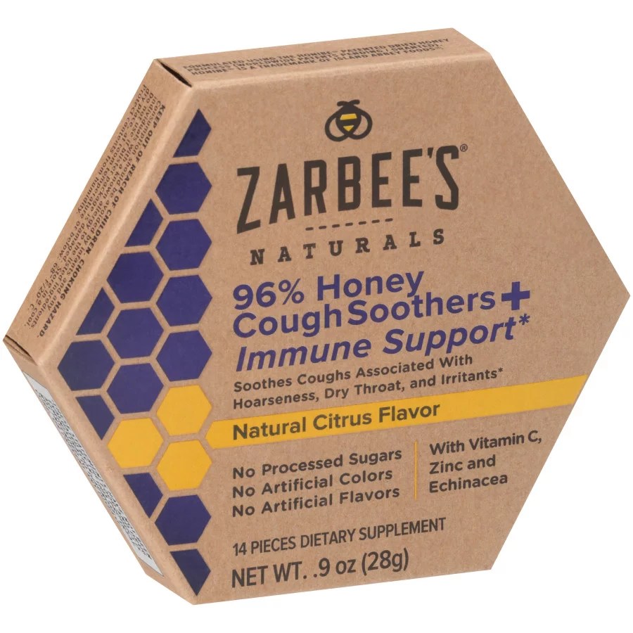 Zarbee's Naturals 96 Honey Cough Soothers + Immune Support Citrus