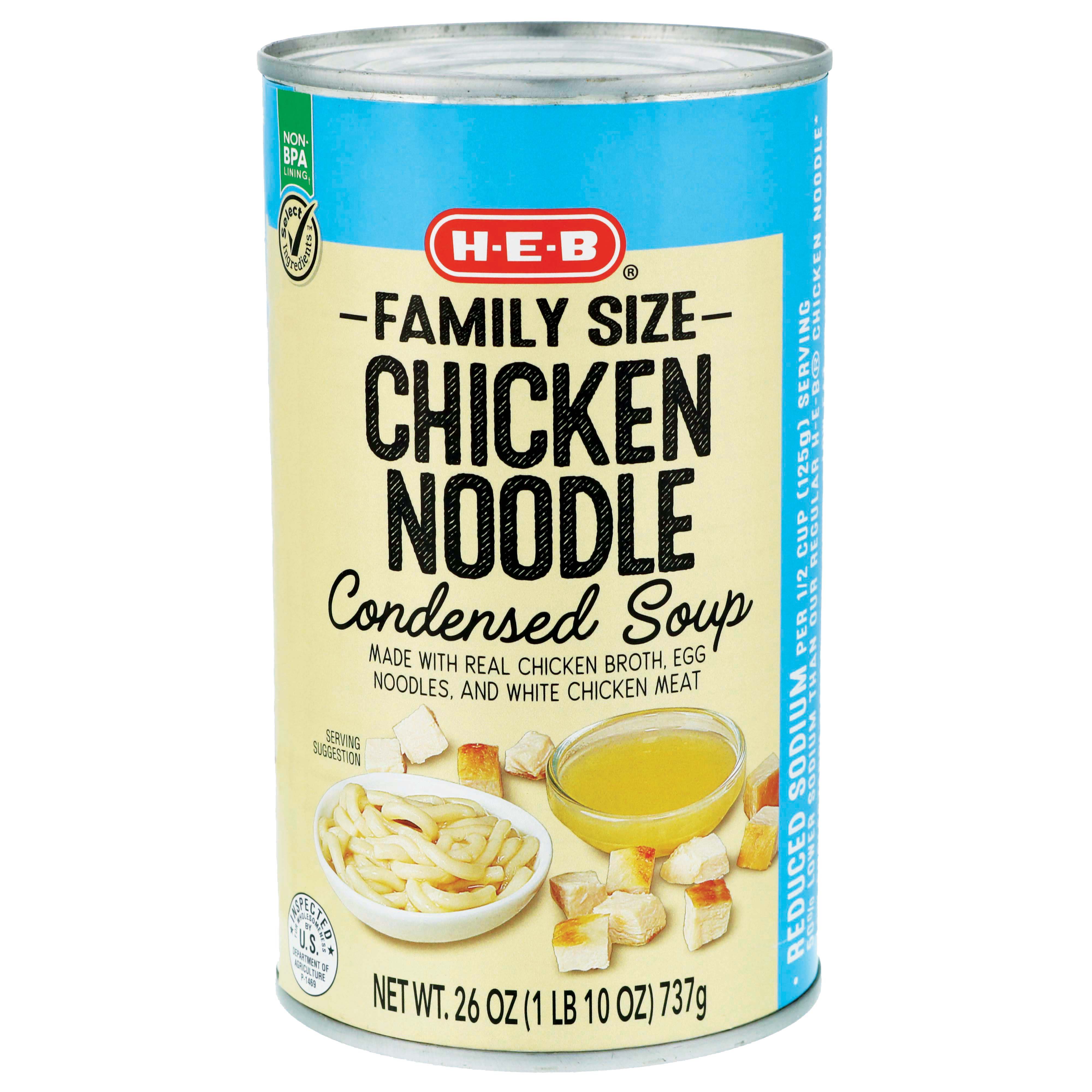 HEB Select Ingredients Family Size Reduced Sodium Chicken Noodle