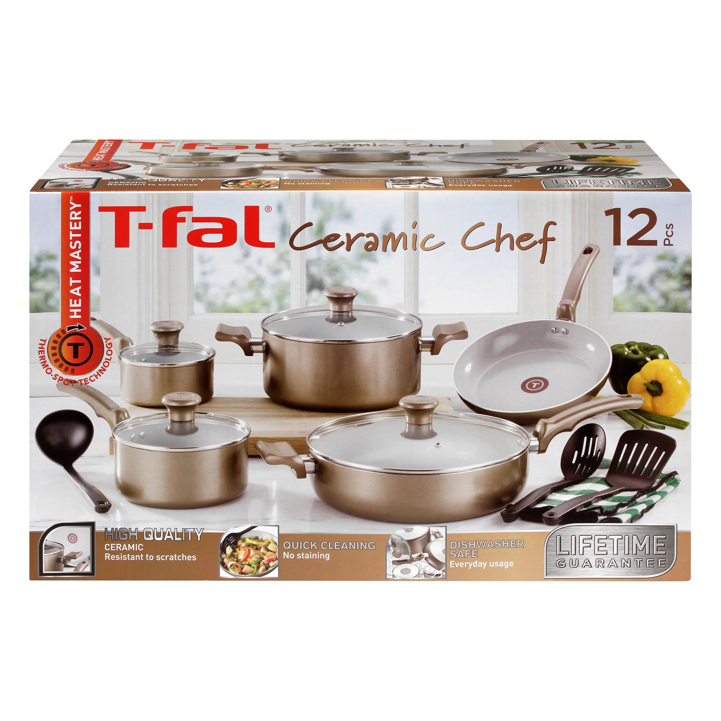 Tfal Ceramic Chef Cookware Set Champagne Shop Kitchen & Dining at