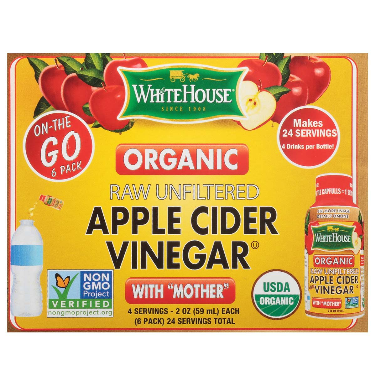White House Organic On The Go Raw Apple Cider Vinegar Shop Vinegar & Cooking Wine at HEB