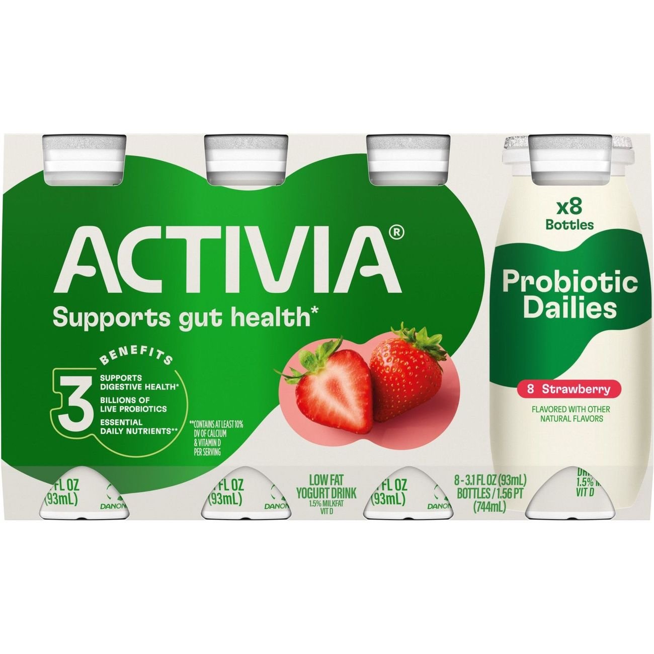 Dannon Activia Probiotic Dailies LowFat Strawberry Yogurt Drink 3.1 oz