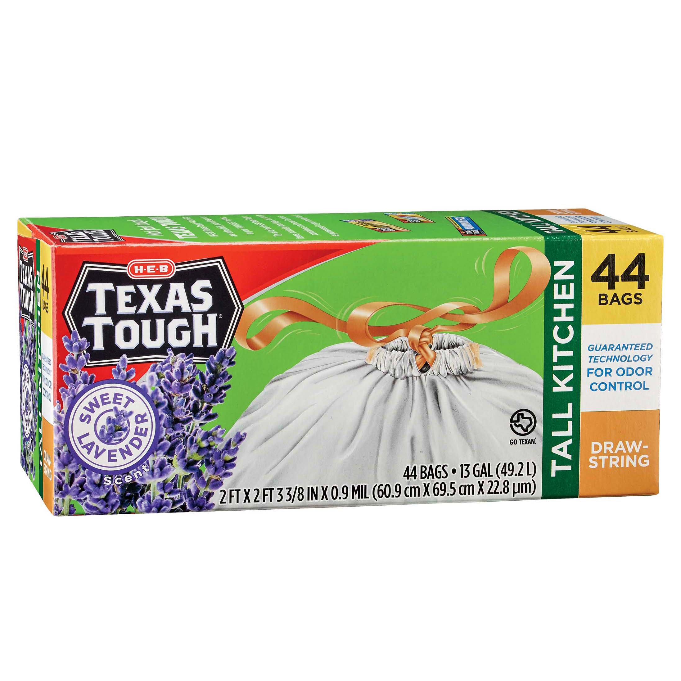 HEB Texas Tough Lavender Scent Drawstring Tall Kitchen 13 Gallon