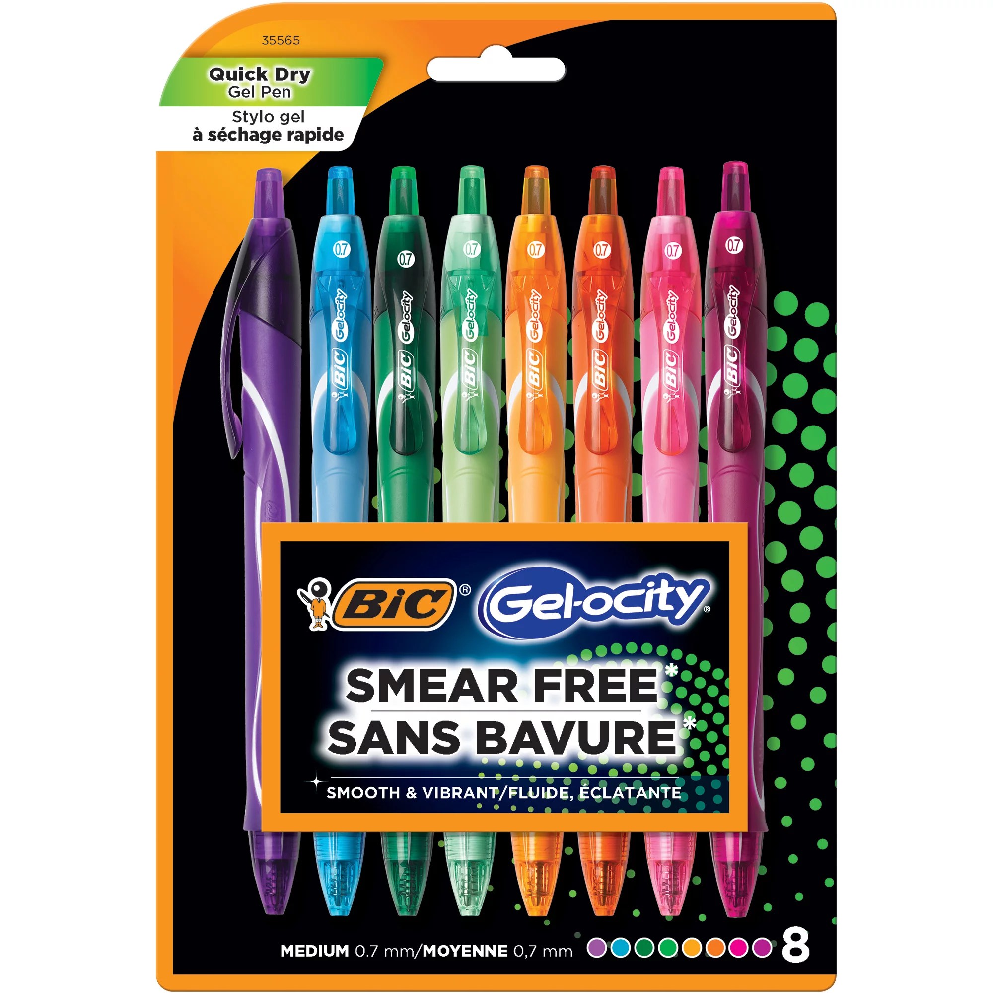 BIC Gelocity Quick Dry Fashion Retractable Gel Pens, Assorted Colors