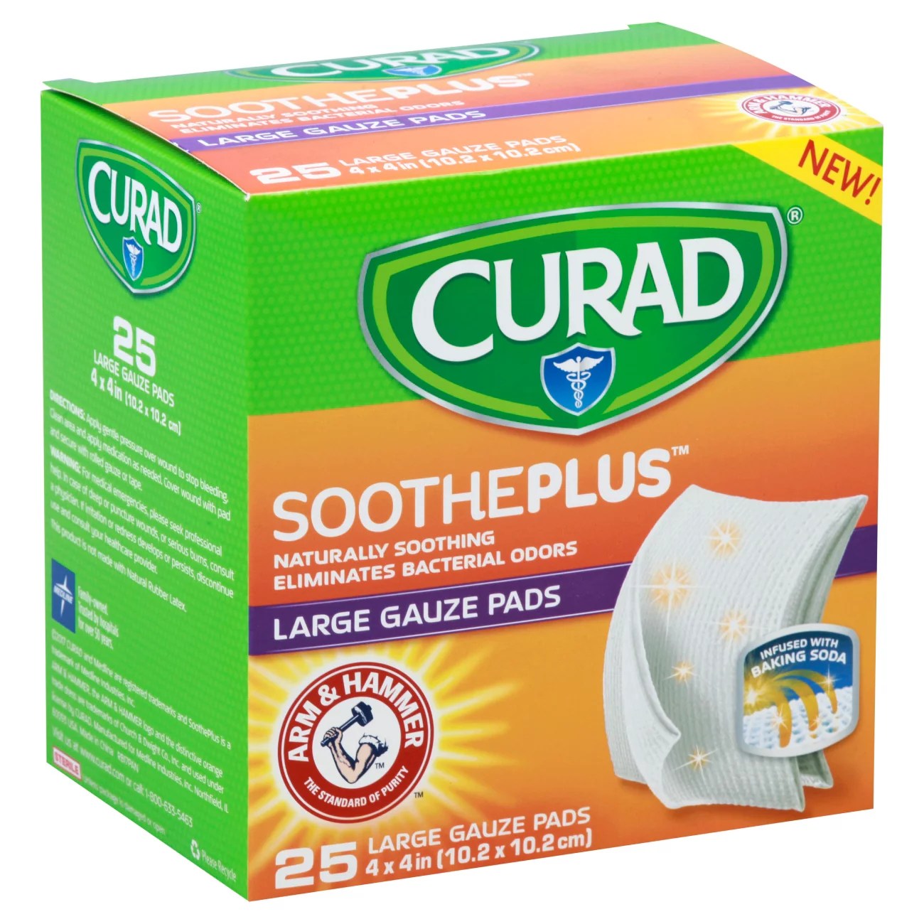 Curad Soothe Plus Arm & Hammer Large Gauze Pads Shop Bandages & Gauze