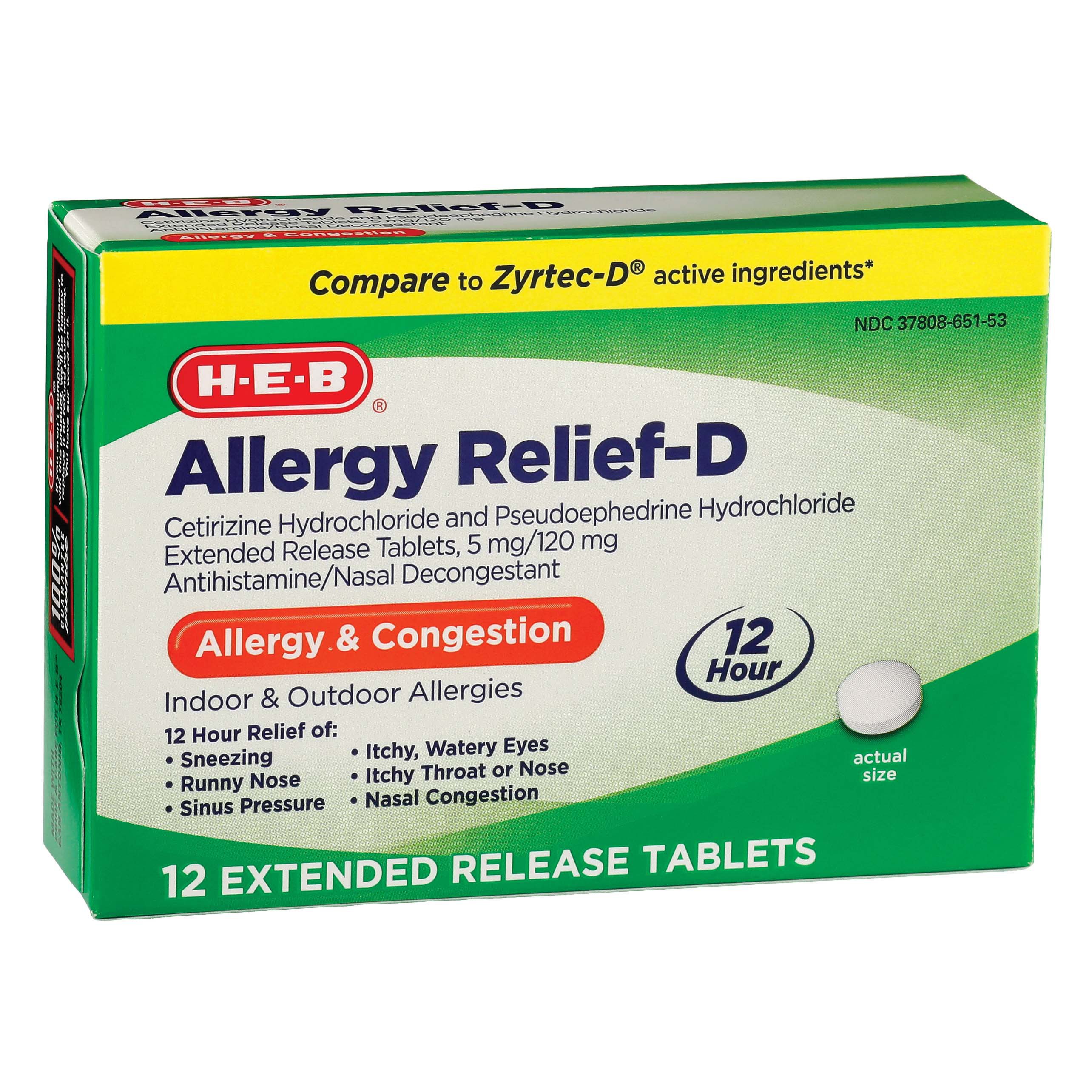 HEB Allergy ReliefD 12 Hour Tablets Shop Medicines & Treatments at