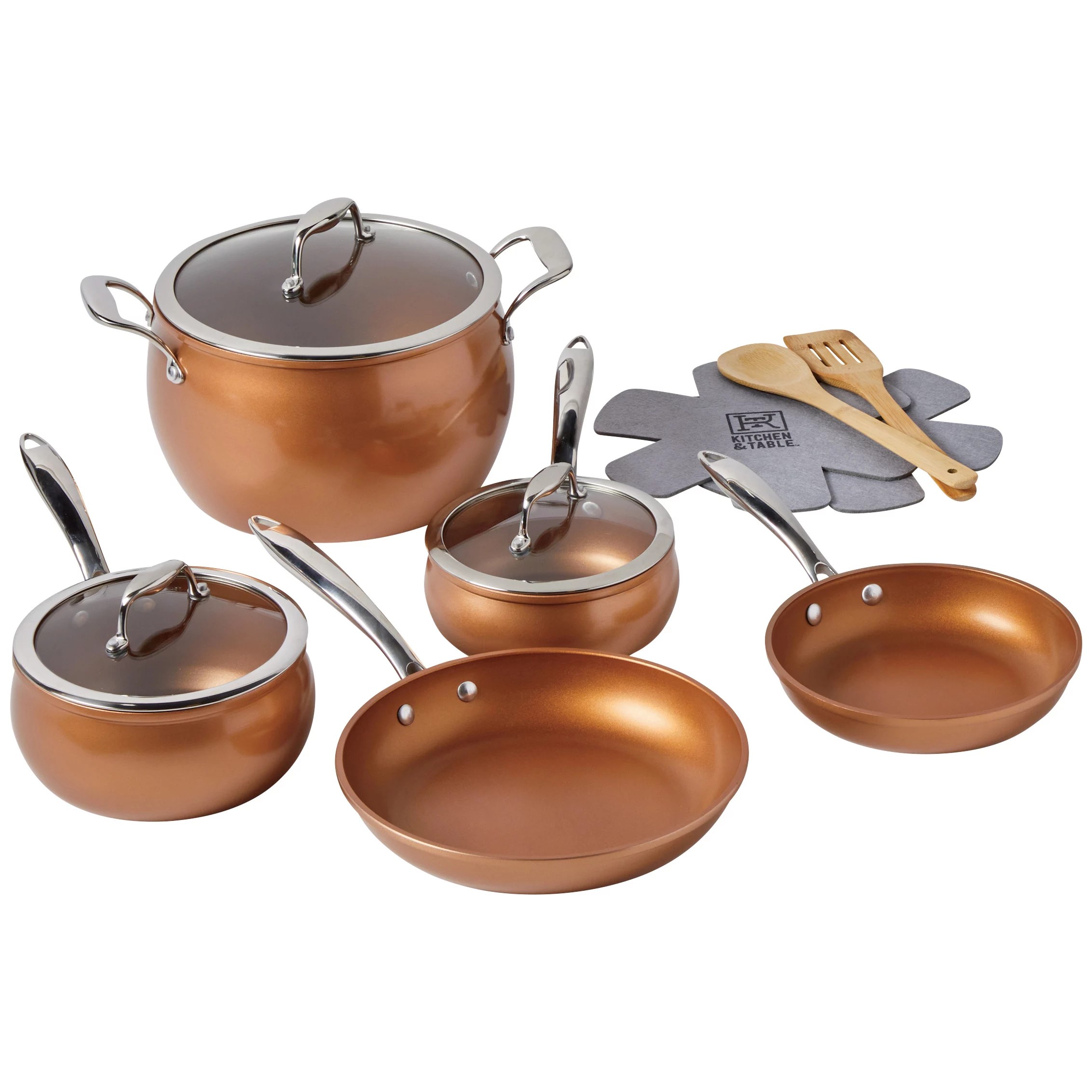 Kitchen & Table by HEB Copper NonStick Cookware Set Shop Cookware