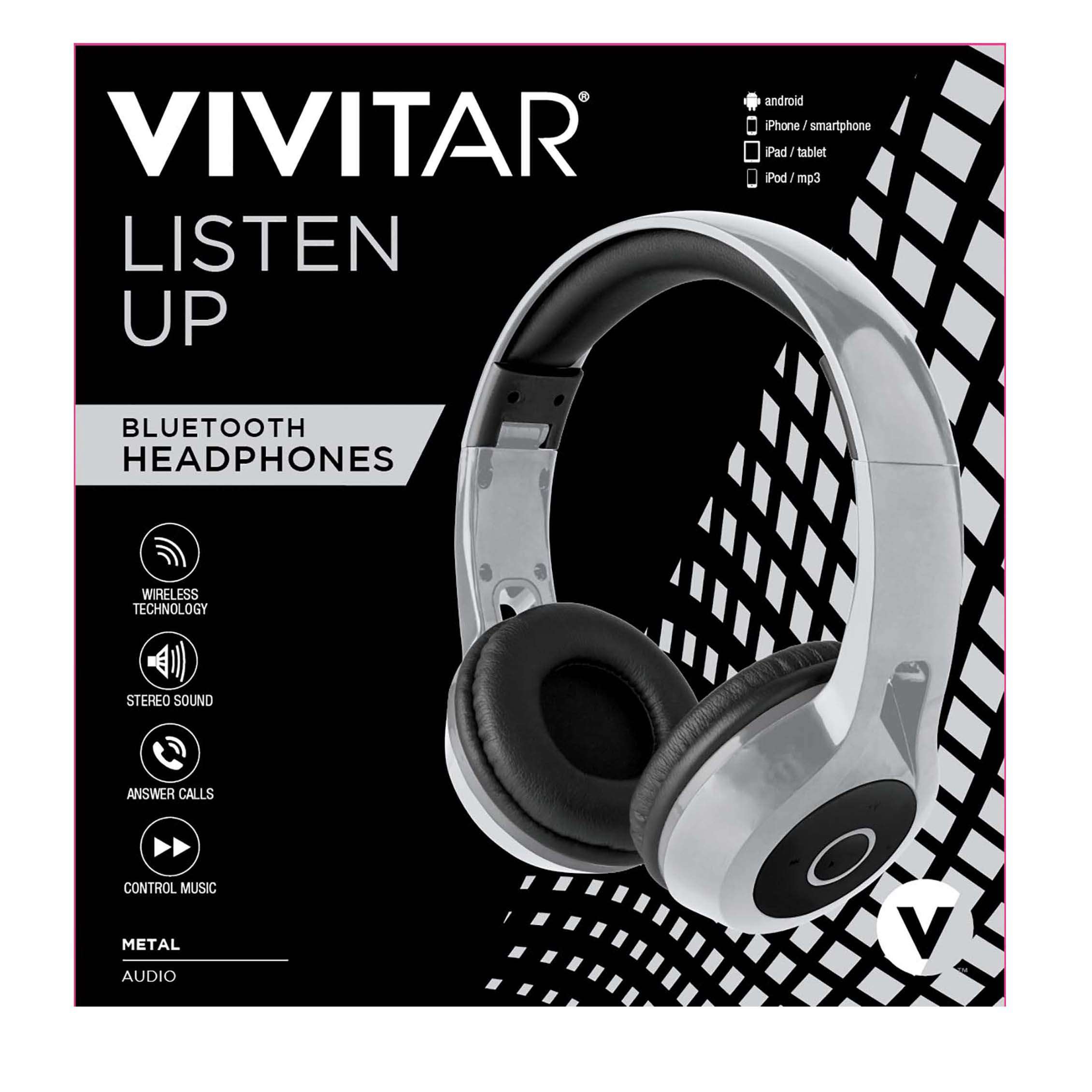 Vivitar Metallic Bluetooth Headphones Silver - Shop Electronics at H-E-B