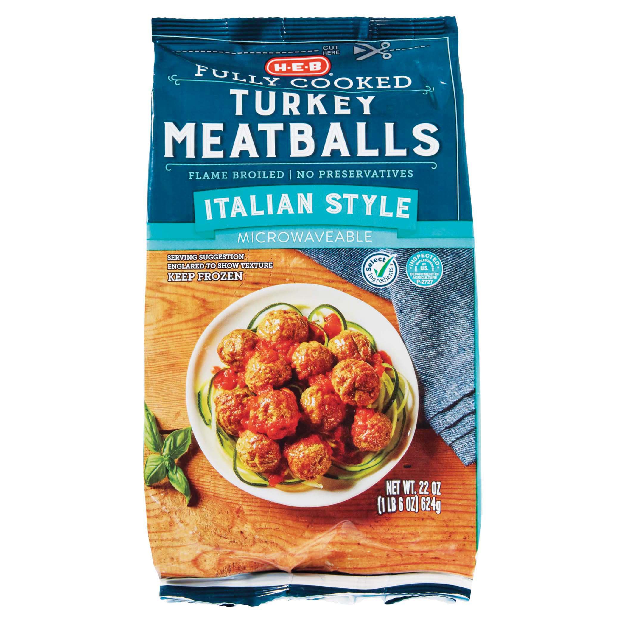 HEB Select Ingredients Fully Cooked Italian Style Turkey Meatballs