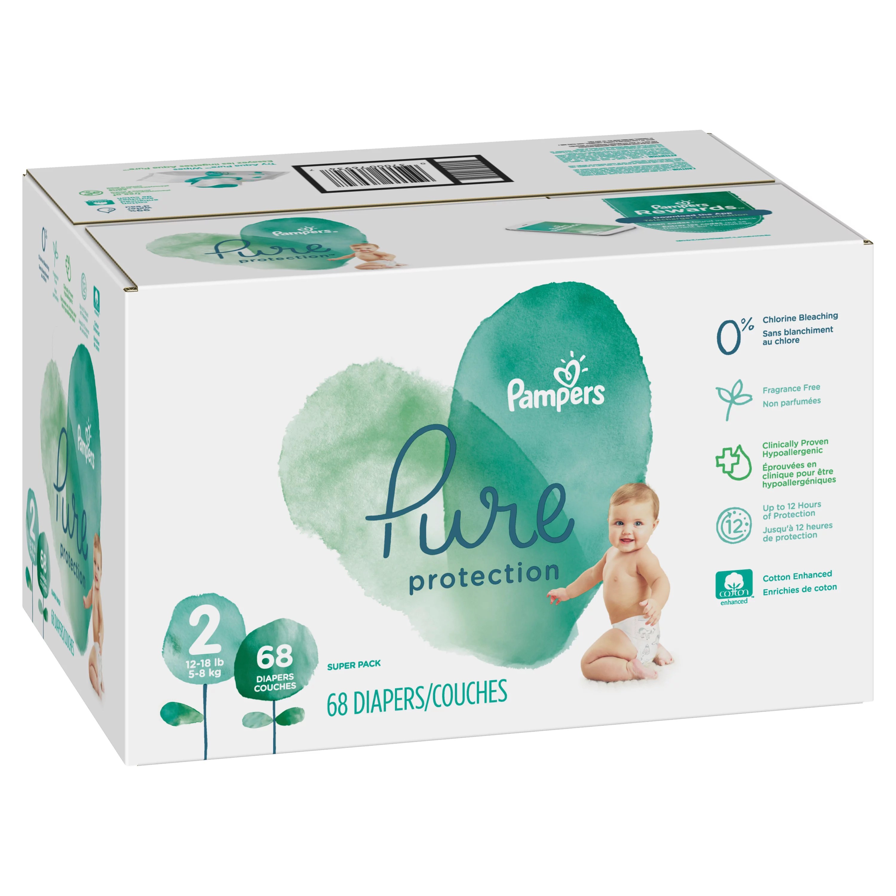 Pampers Pure Protection Diapers 68 pk Shop Diapers at HEB