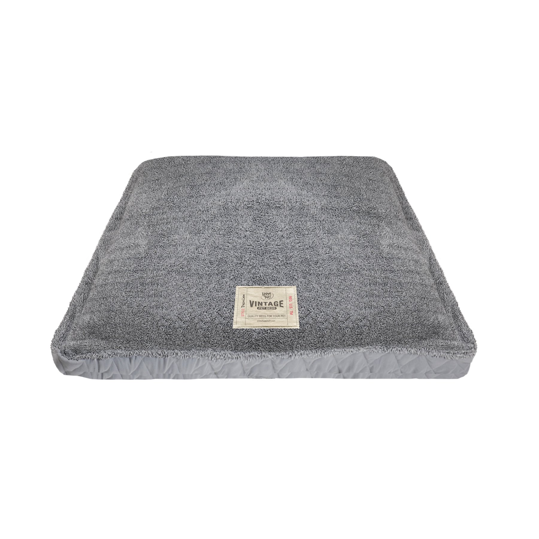 Happy Tails 30"X40" Quilted Micro Suede Pet Bed Gray Shop Beds at HEB