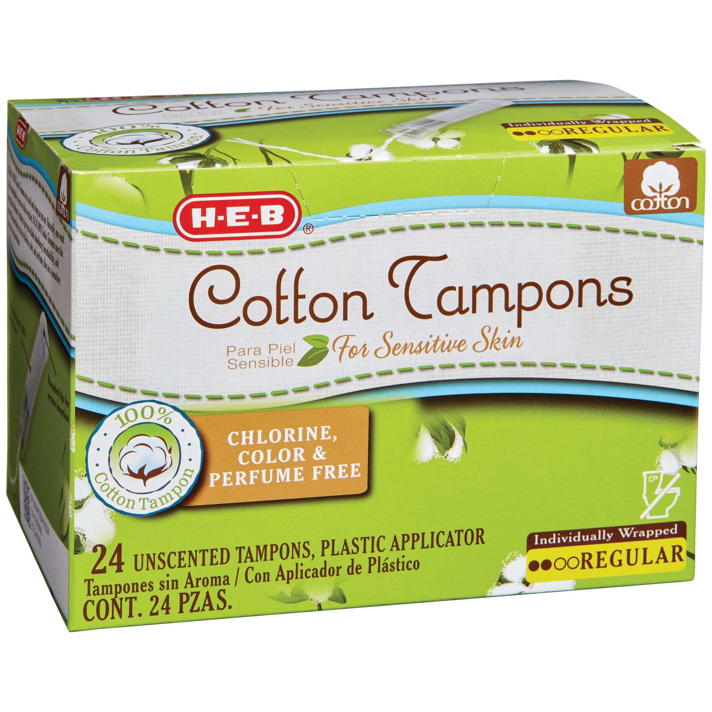HEB 100 Cotton Tampons Regular Shop Tampons at HEB