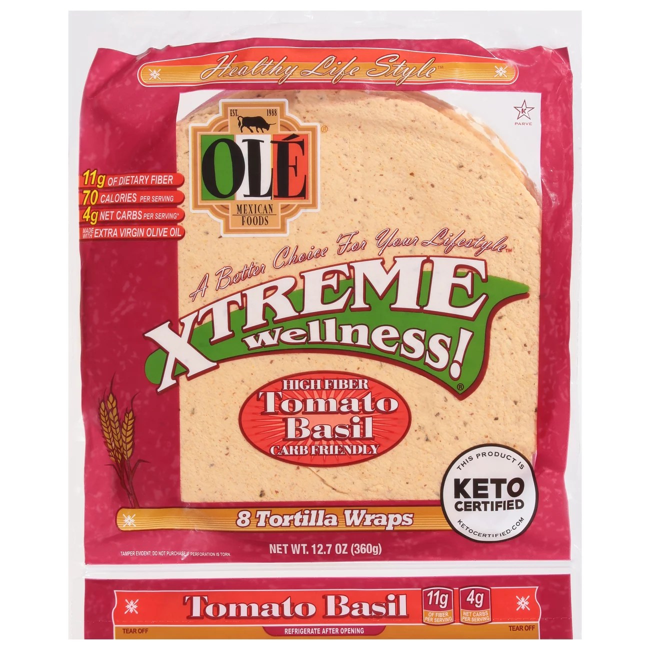 Ole Xtreme Wellness! Tomato Basil Tortilla Wraps Shop Tortillas at HEB