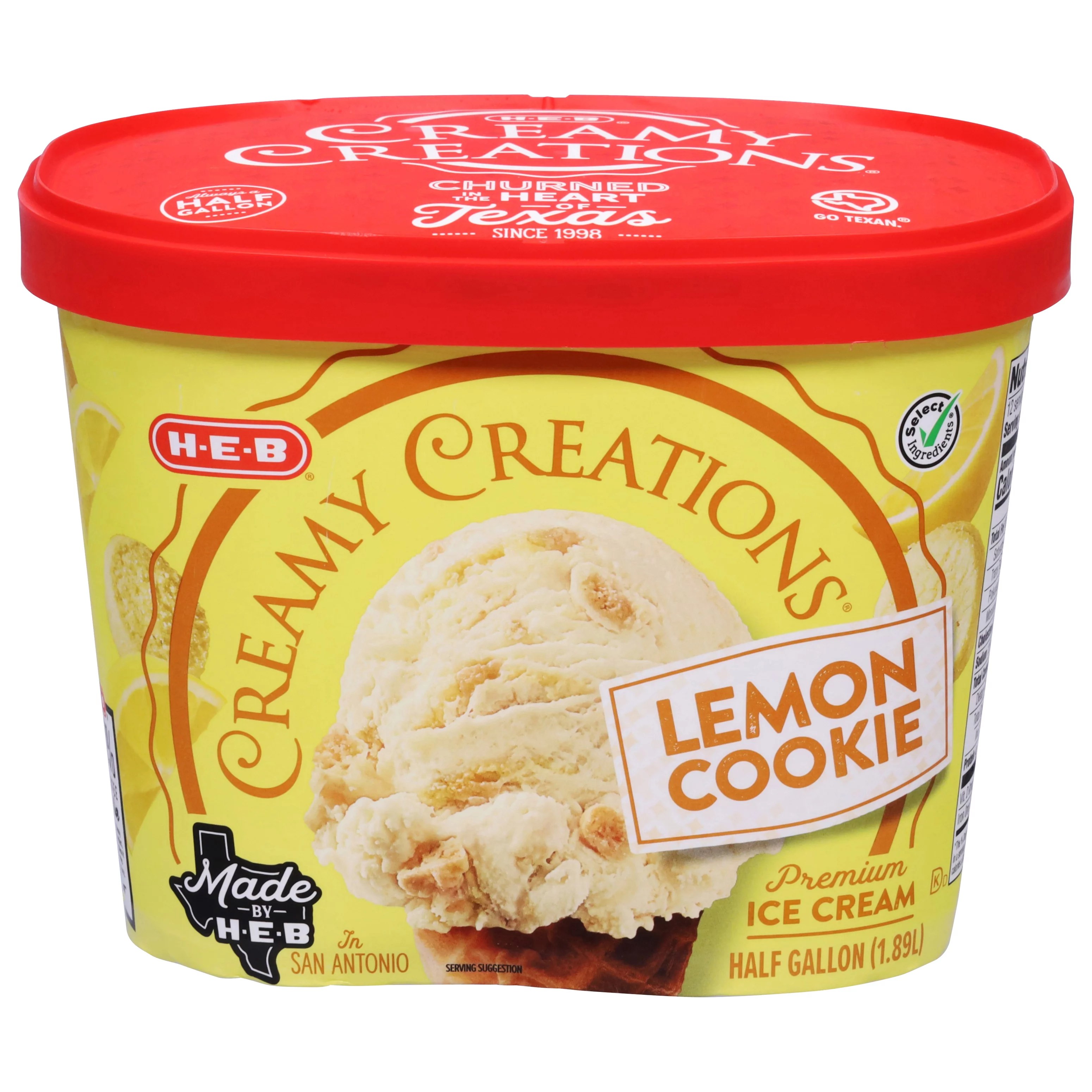 HEB Creamy Creations Lemon Cookie Ice Cream Shop Ice Cream & Treats
