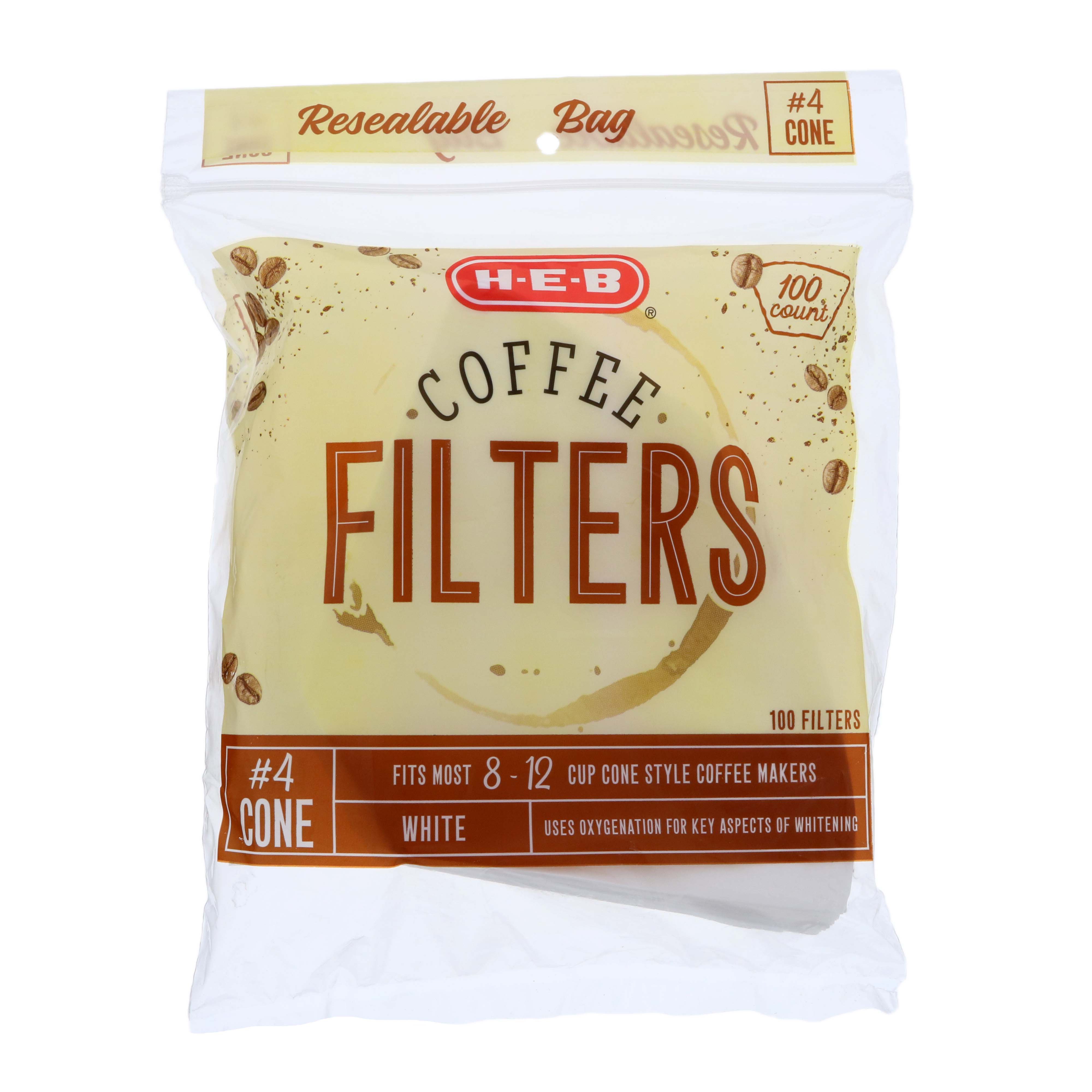 HEB White 4 Cone Coffee Filters Shop Coffee Filters at HEB