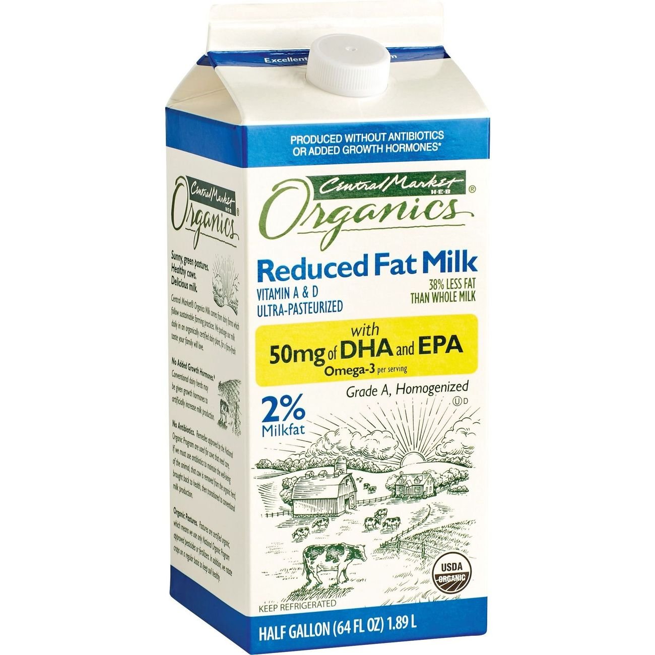 Central Market Organics 2 Reduced Fat Milk with DHA Shop Milk at HEB