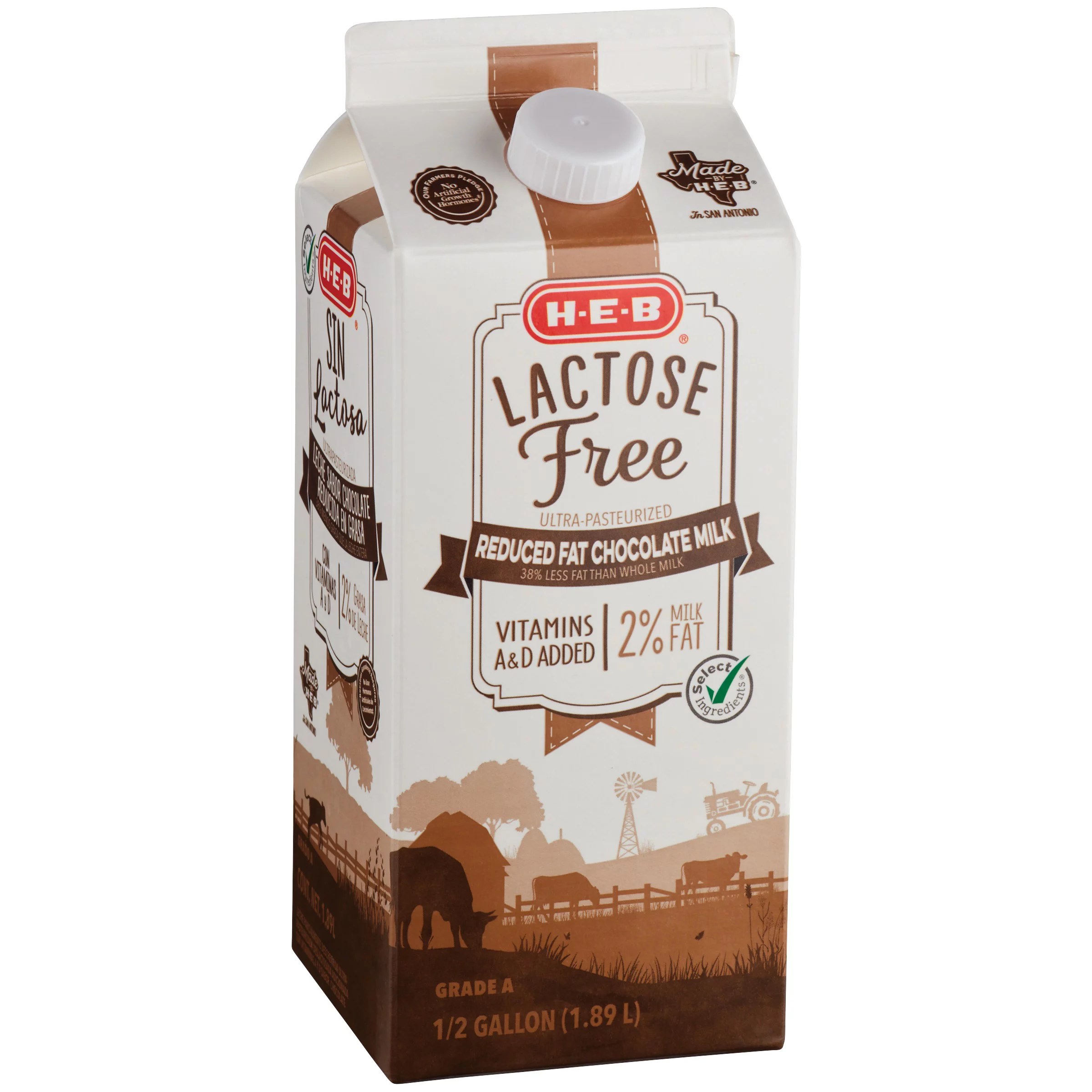 HEB Select Ingredients Lactose Free Chocolate Reduced Fat 2 Milk Shop Milk at HEB