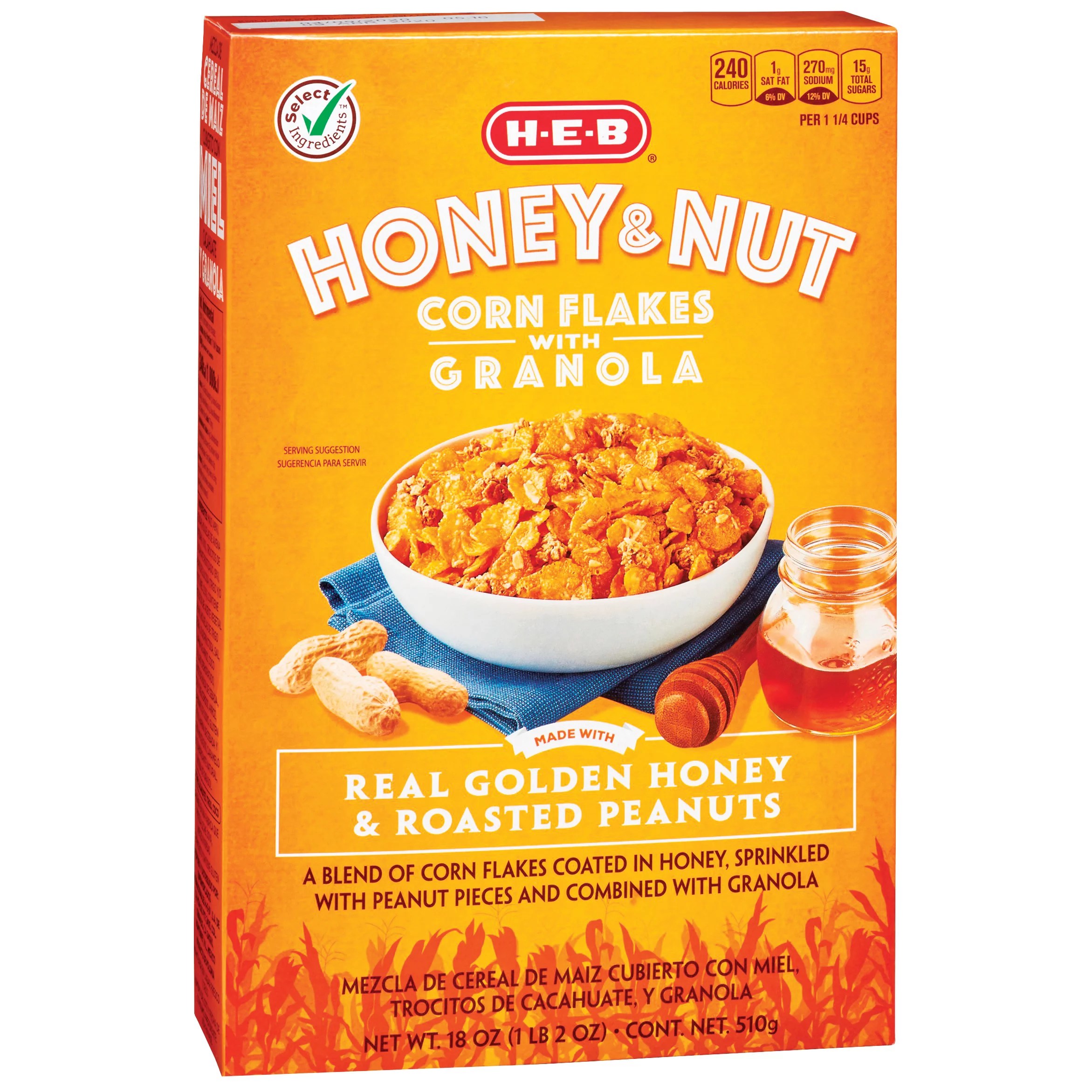 HEB Select Ingredients Honey & Nut Corn Flakes with Granola Shop