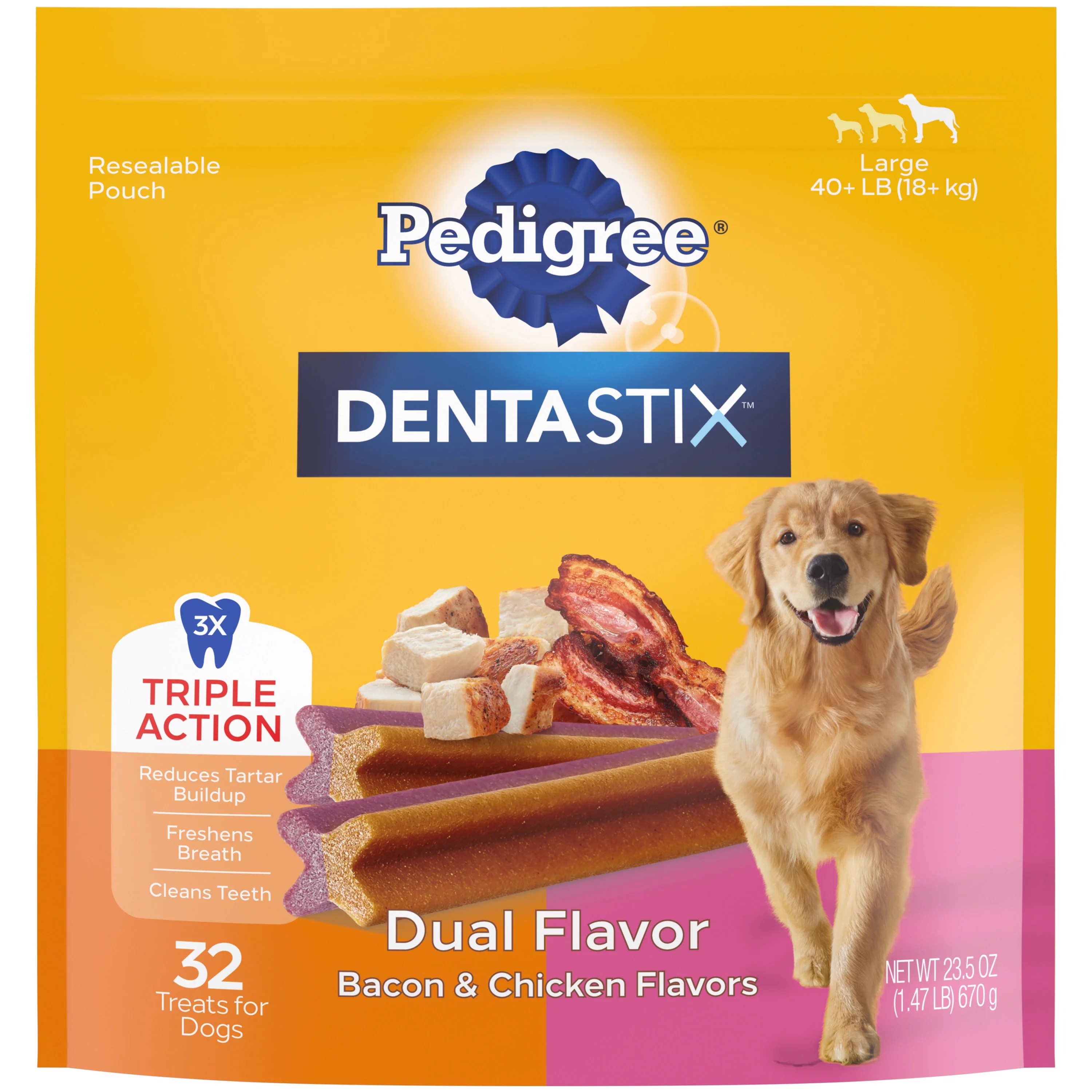 Pedigree Dentastix Dual Flavor Bacon & Chicken Dog Treats Shop Dogs at HEB