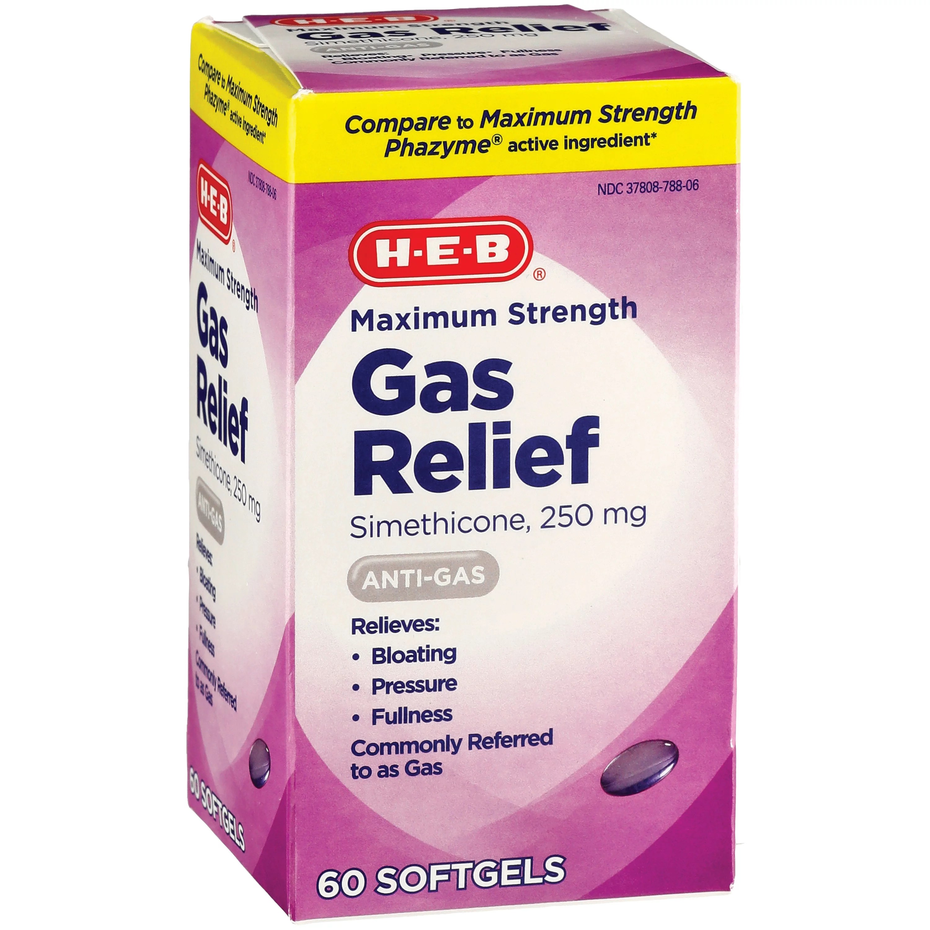 HEB Maximum Strength Gas Relief 250MG Softgel Shop Medicines