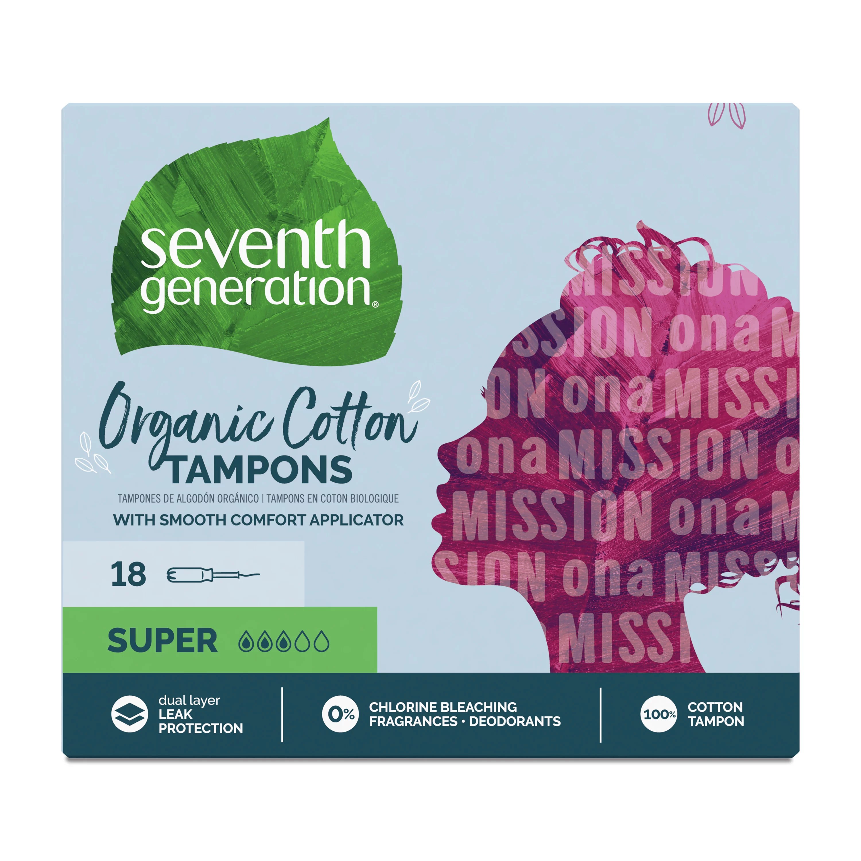Seventh Generation Free & Clear Organic Cotton Super Tampons with