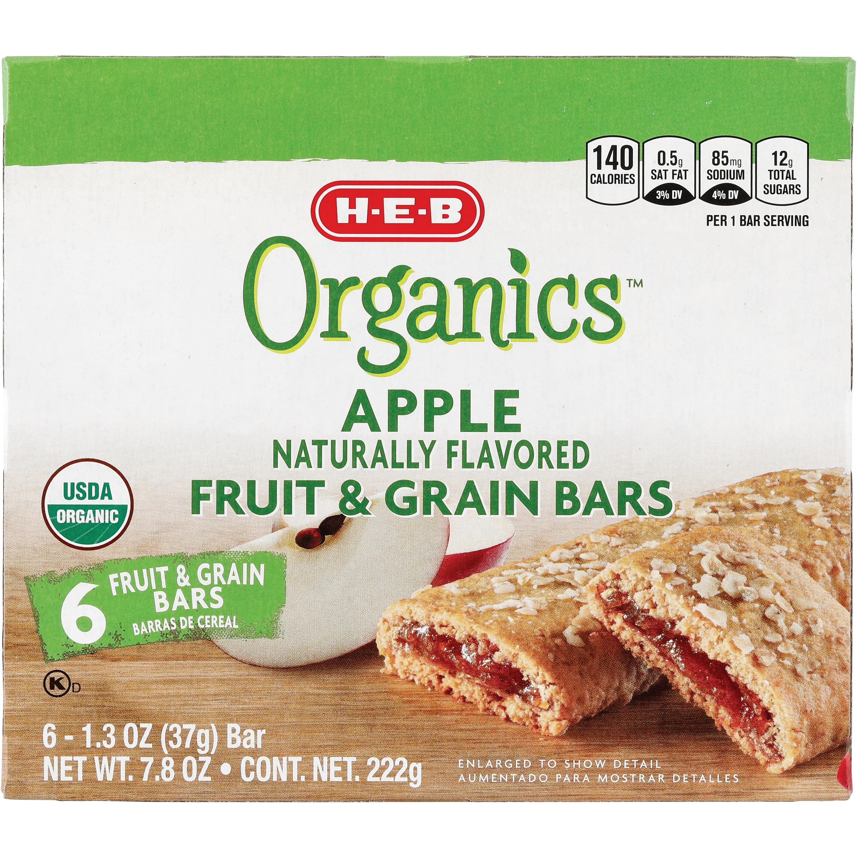 HEB Organics Apple Fruit & Grain Bars Shop Granola & Snack Bars at