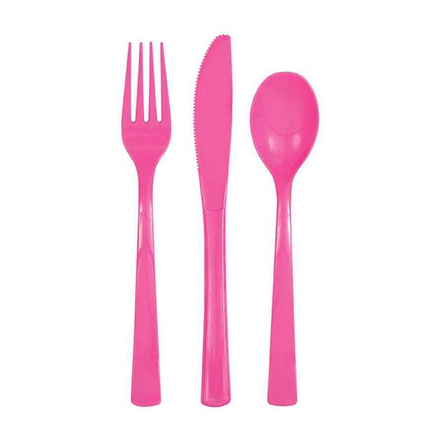 Unique Hot Pink Assorted Plastic Cutlery Shop Flatware & Utensils at