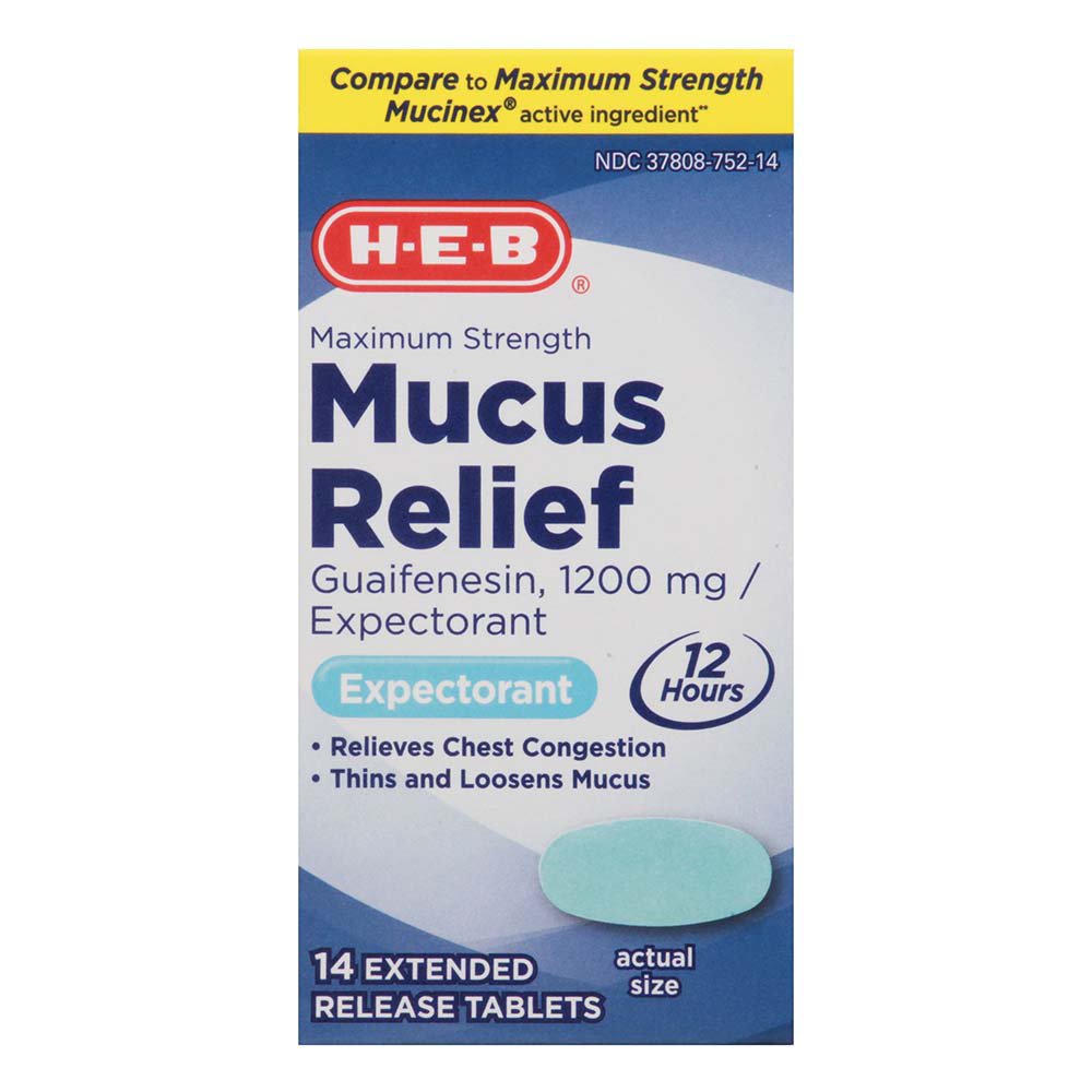 HEB Maximum Strength Mucus Relief Expectorant 1200 mg Tablets Shop