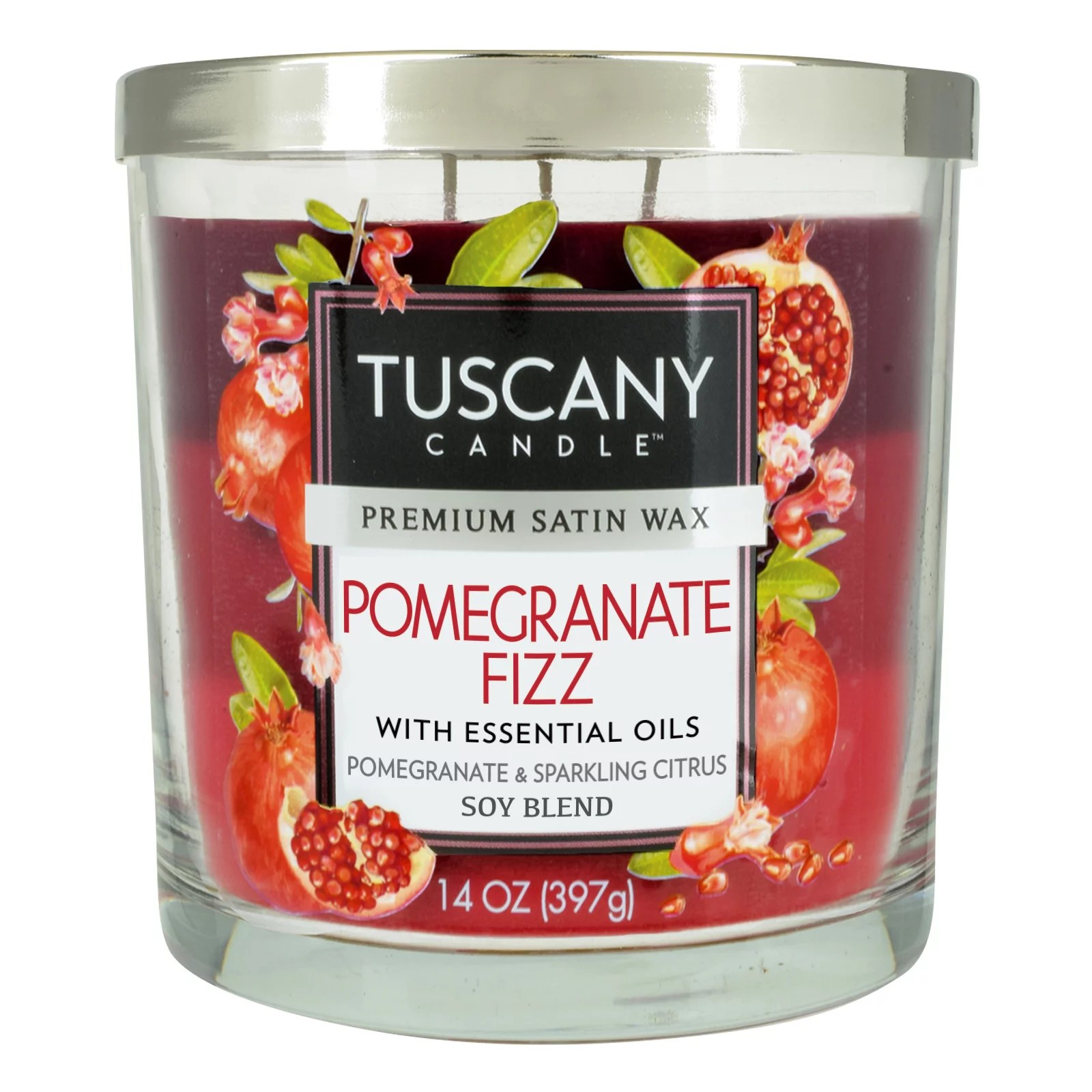 Tuscany Candle Pomegranate Fizz Scented Candle with Essential Oils