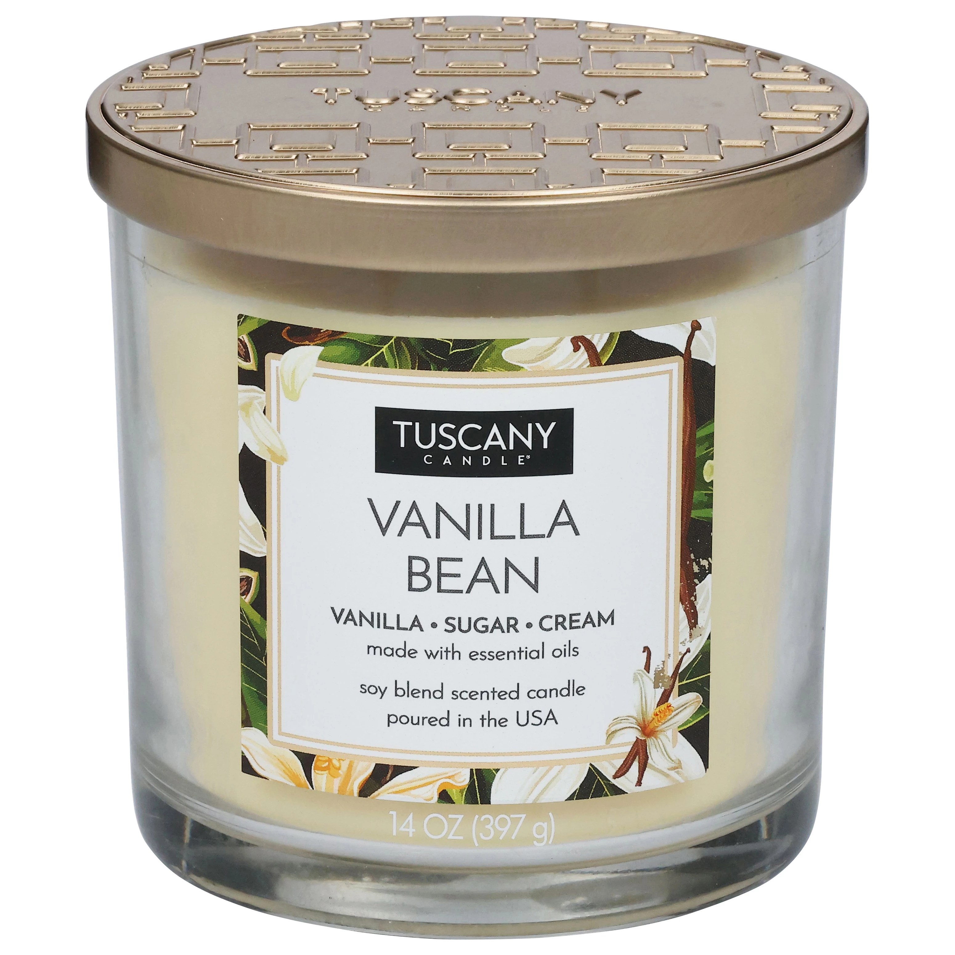 Tuscany Candle Vanilla Bean Soy Blend Scented Candle with Essential