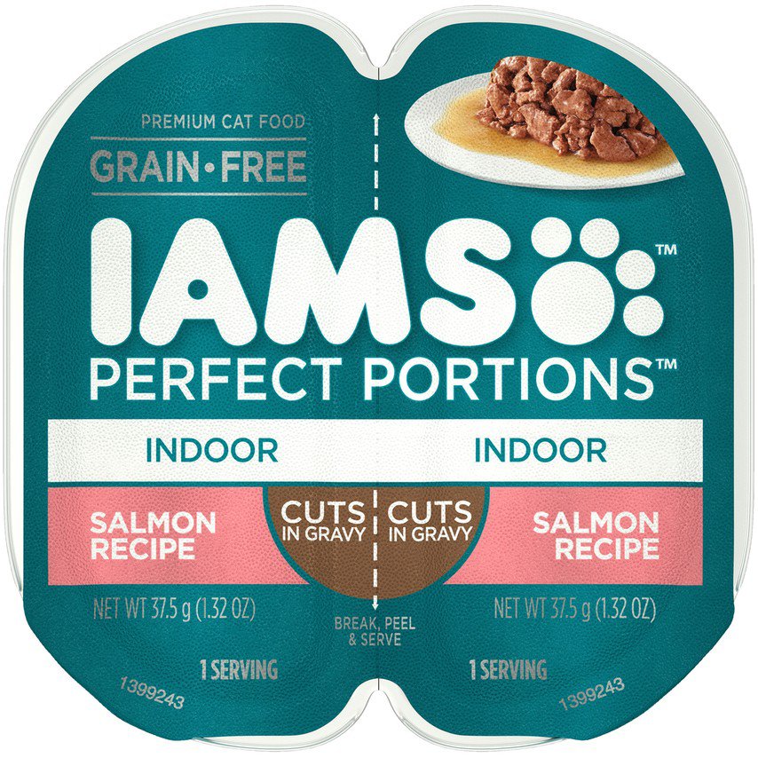 Iams Perfect Portions Indoor Salmon Recipe Cuts In Gravy Adult Wet Cat
