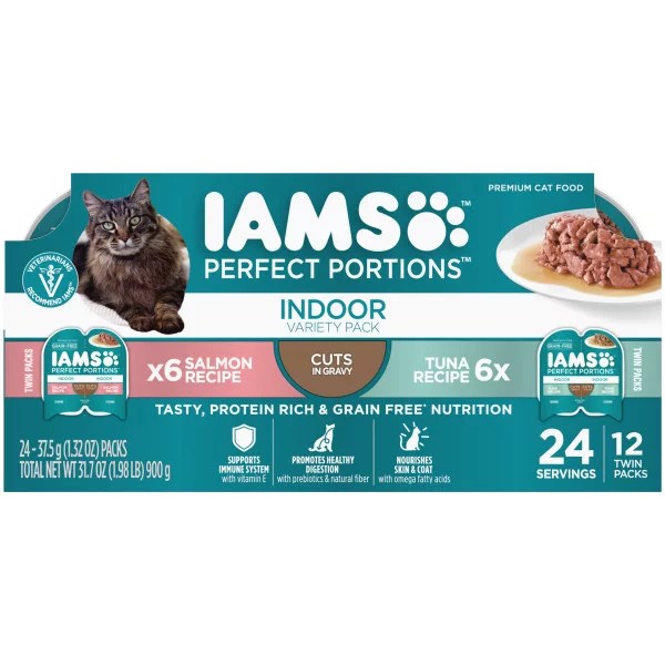 Iams Perfect Portions Indoor Tuna & Salmon Cuts in Gravy Wet Cat Food