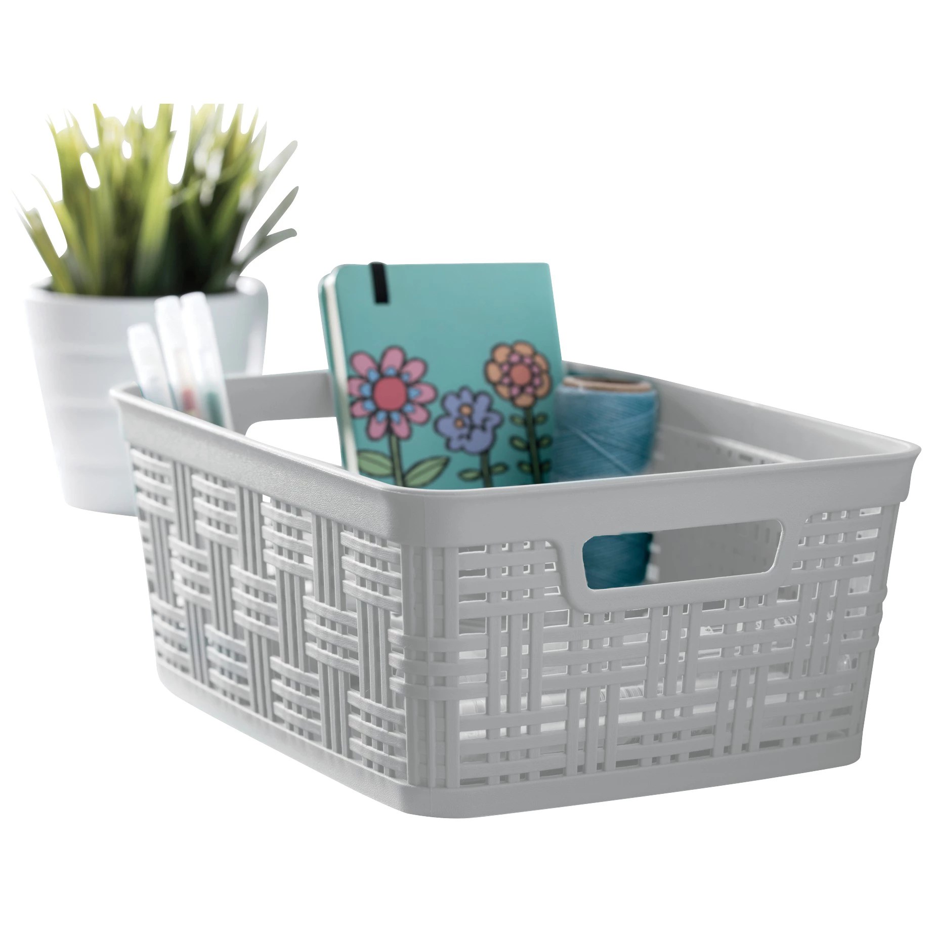 Starplast Small Wicker Basket White Shop Storage Bins at HEB