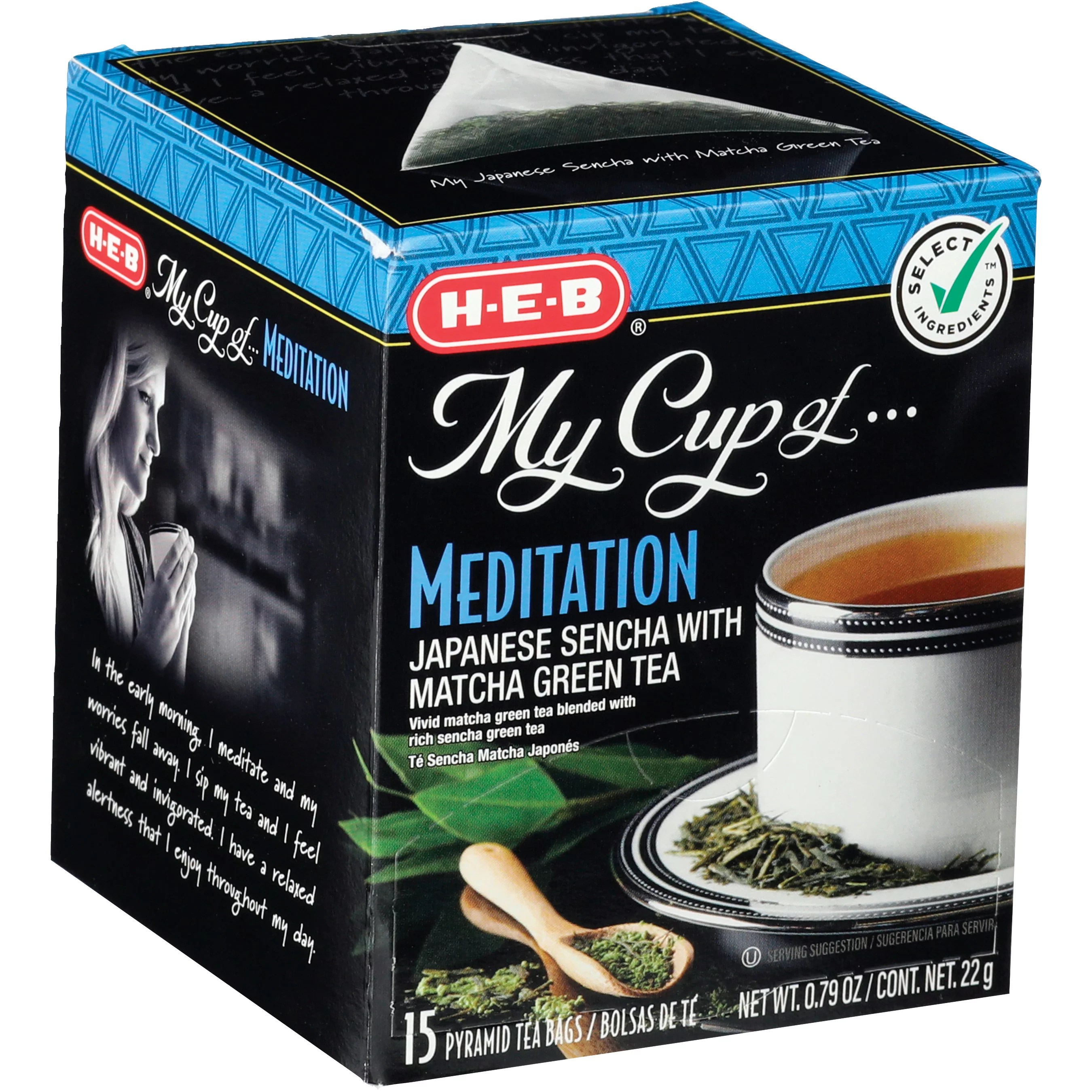 HEB My Cup Of Meditation Sencha Matcha Green Tea, Pyramid Tea Bags