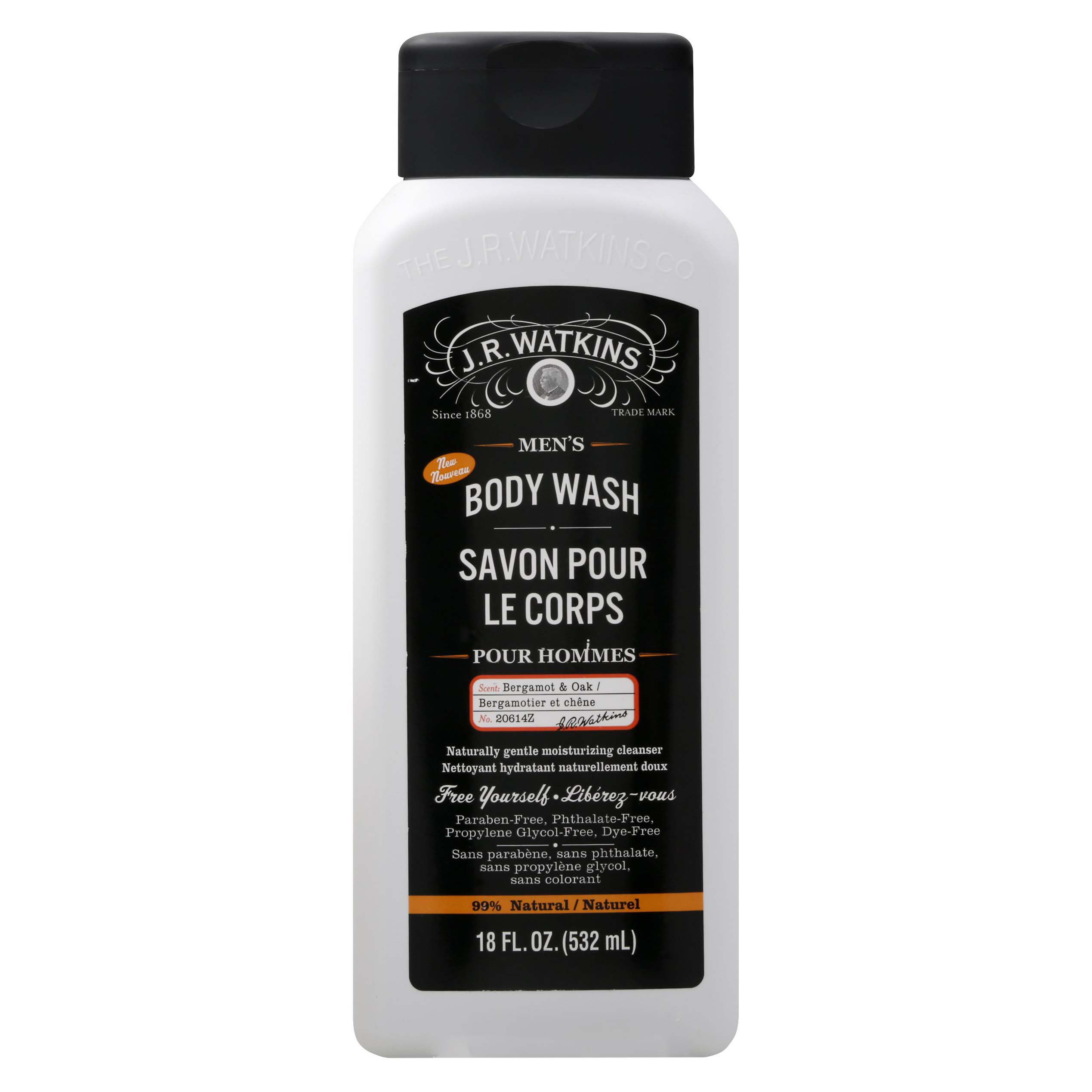 J.R. WATKINS Men's Body Wash Bergamot & Oak Shop Cleansers & Soaps at