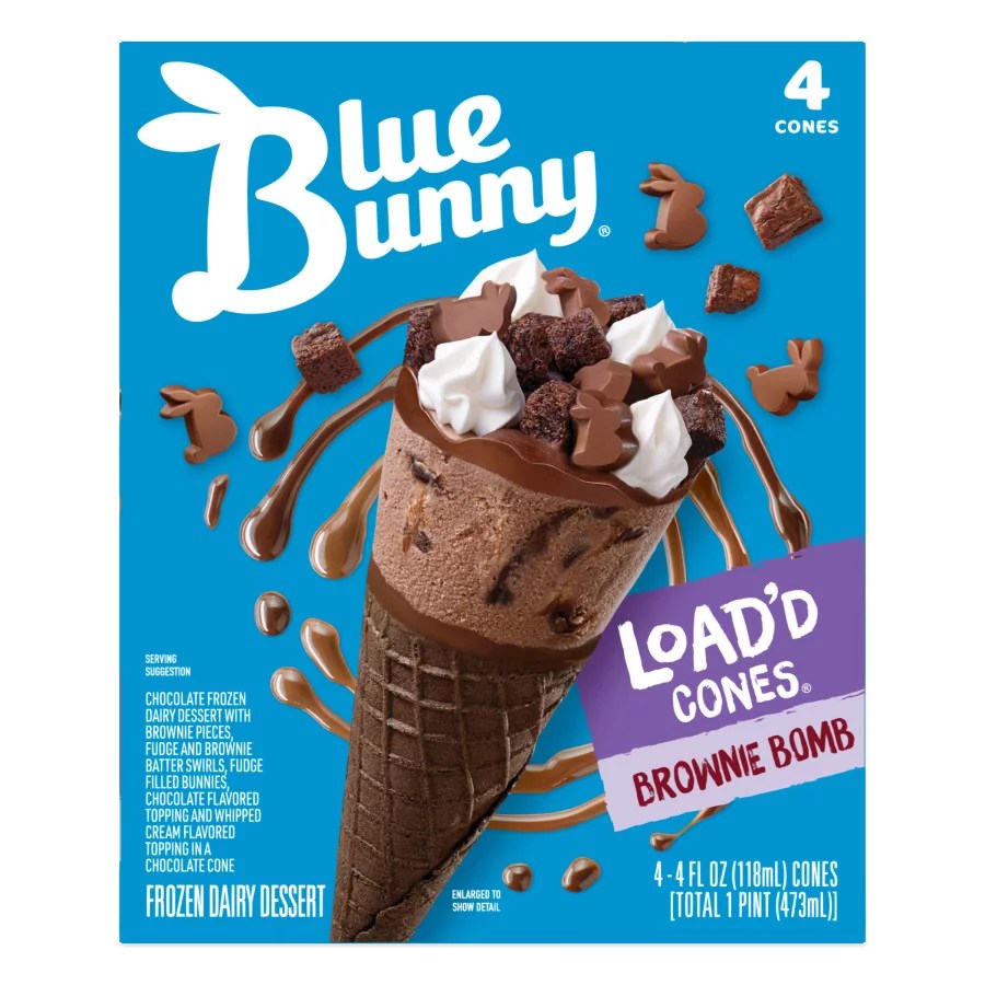 Blue Bunny Brownie Bomb Load'd Cones Shop Cones & Sandwiches at HEB