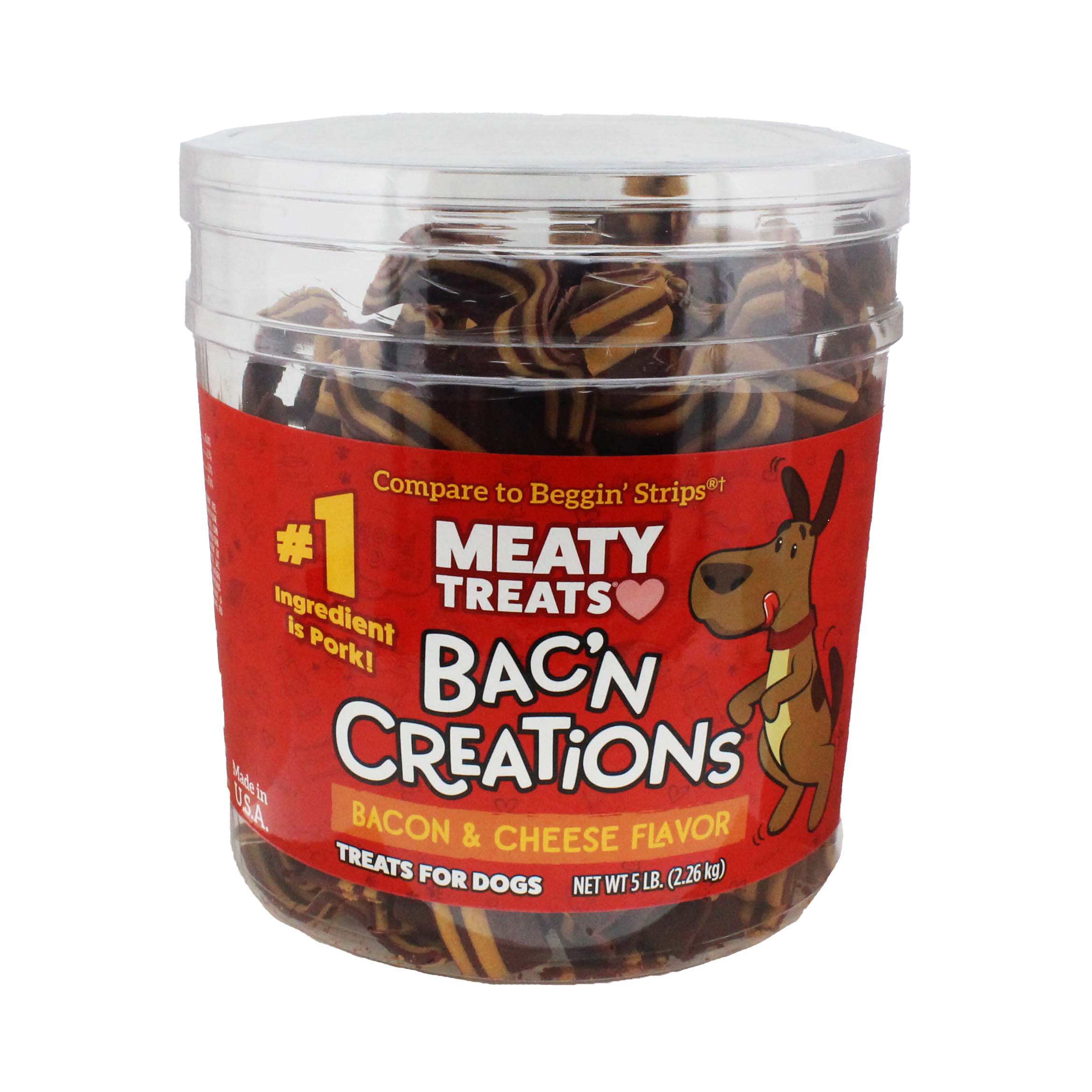 Meaty Treats Bac'n Creations Bacon Cheese Flavor Dog Treats Shop Dogs
