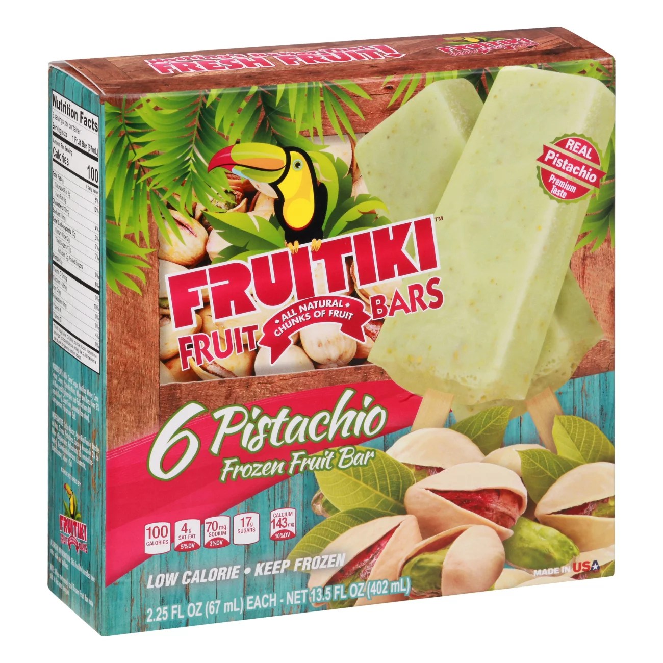 Fruitiki Pistachio Frozen Fruit Bars Shop Bars & Pops at HEB