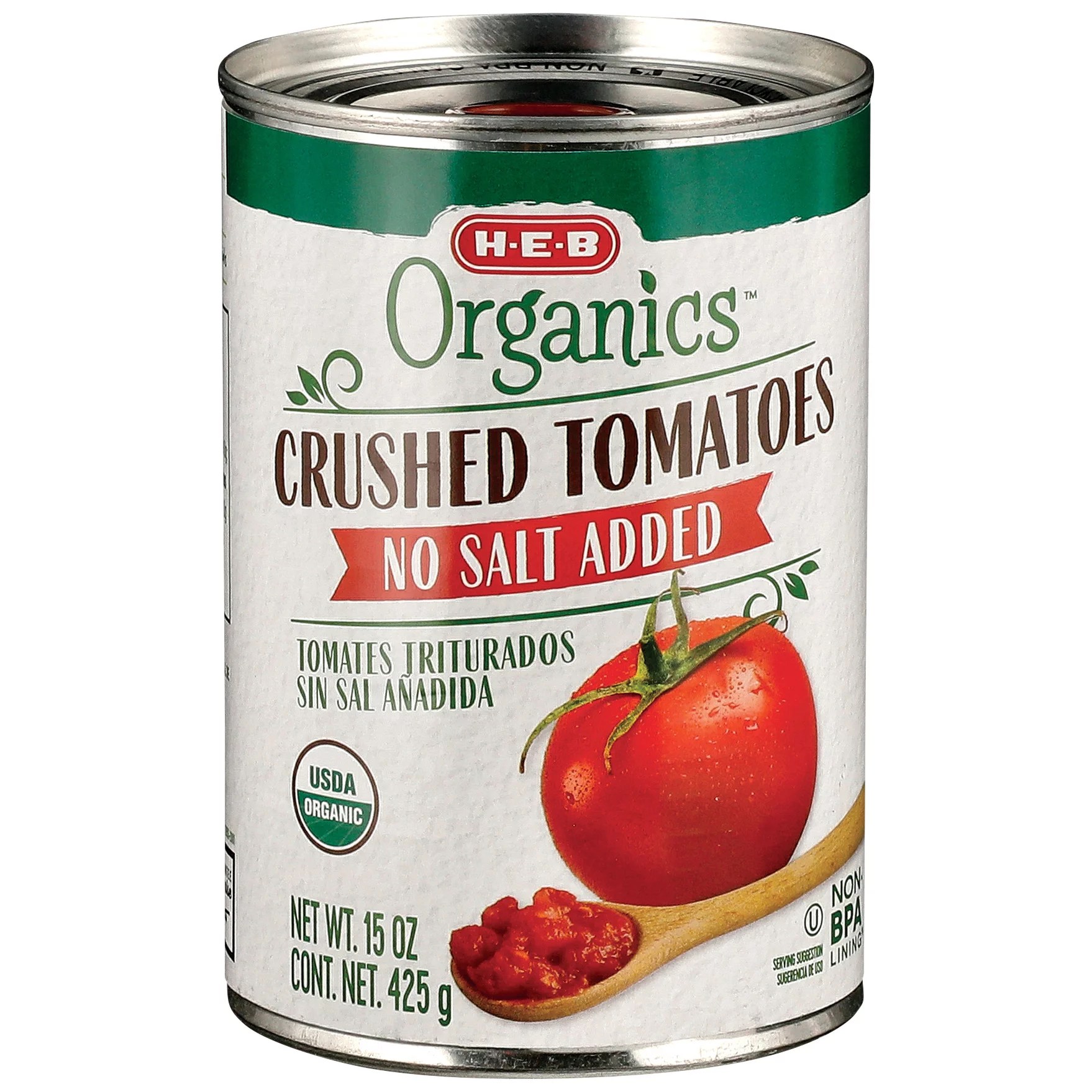 HEB Organics No Salt Added Crushed Tomatoes Shop Vegetables at HEB