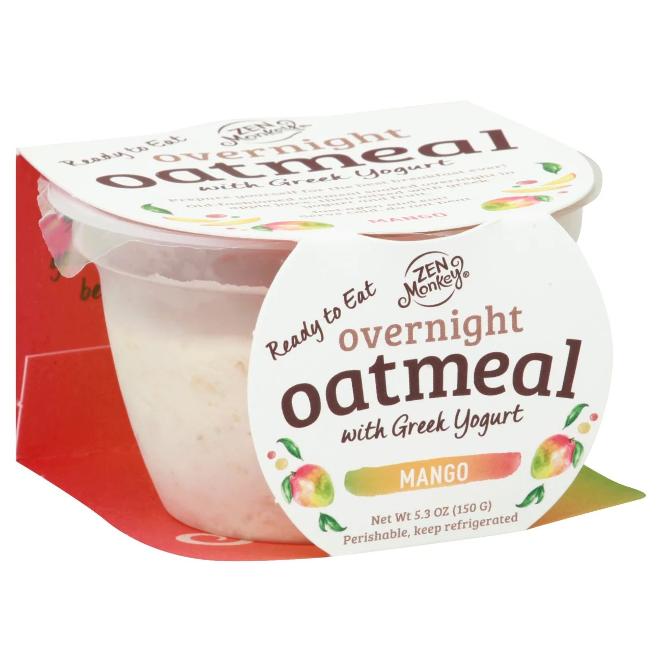 Zen Monkey Overnight Oatmeal Mango With Greek Yogurt Shop Yogurt at HEB
