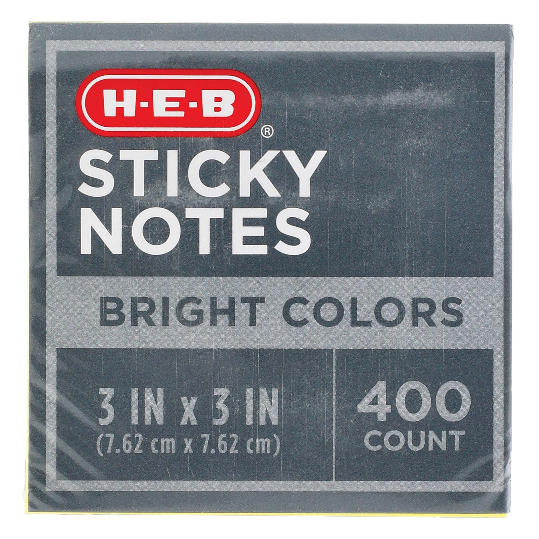 HEB Sticky Notes Bright Colors, 400 Ct Shop Sticky notes & index