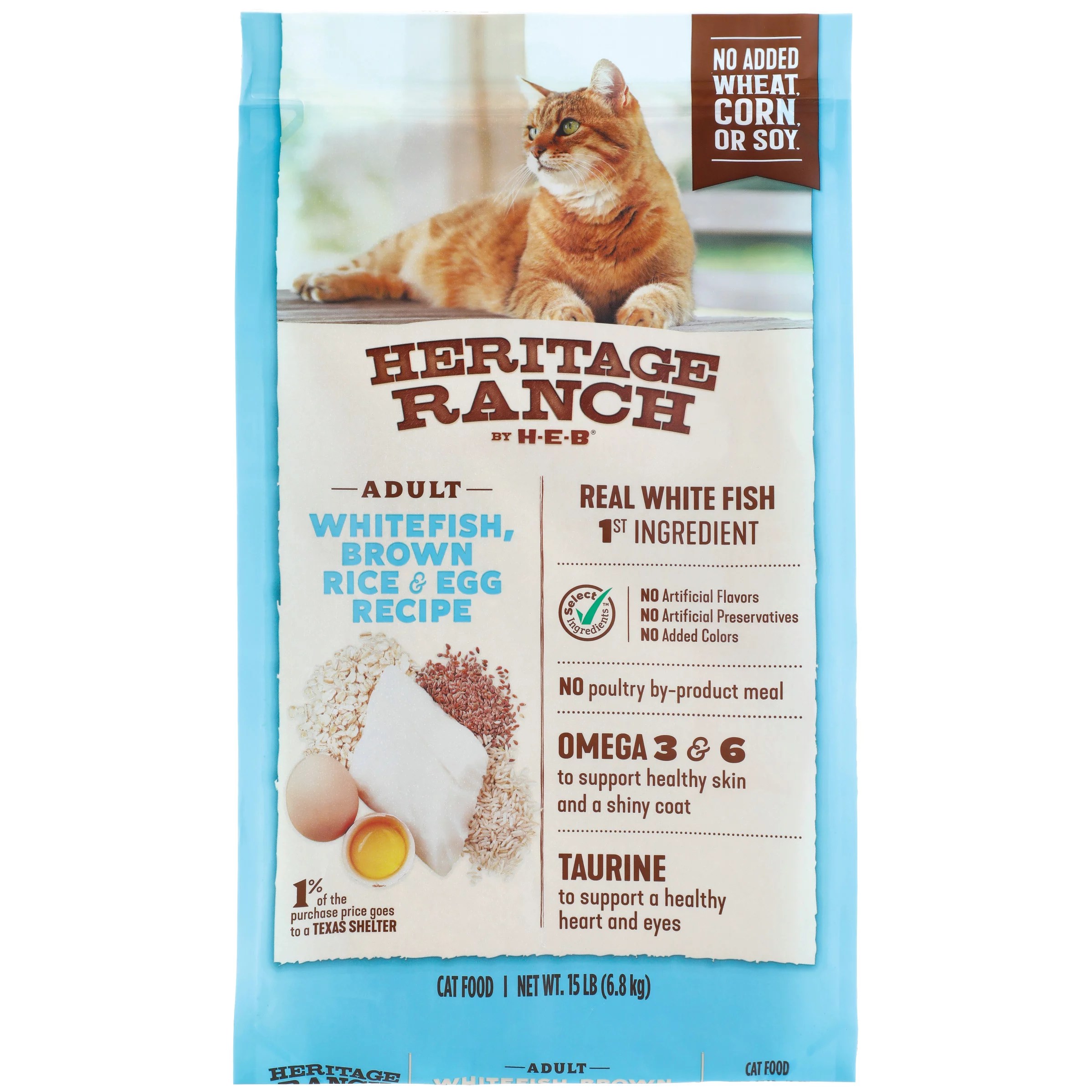 Heritage Ranch by HEB Whitefish, Brown Rice & Egg Recipe Dry Cat Food