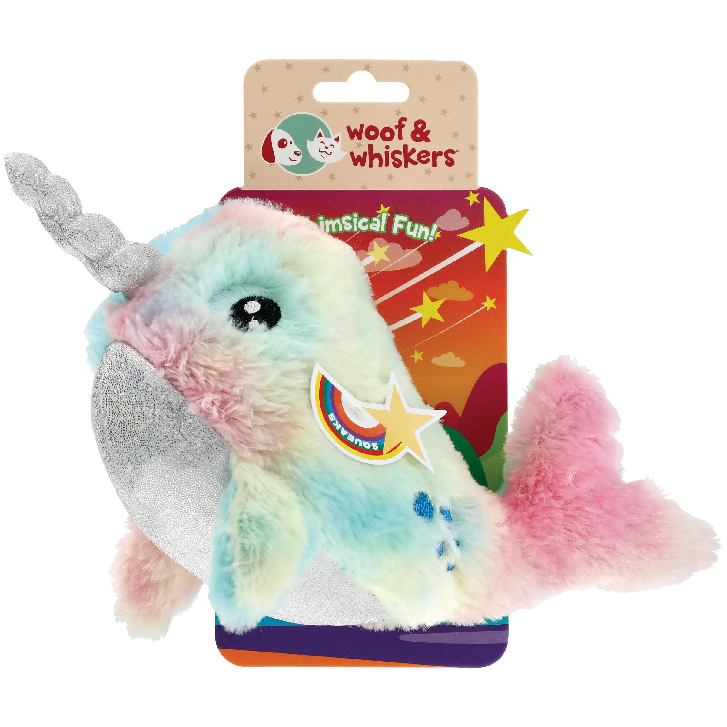 Woof and Whiskers Plush Dog Toy Rainbow Narwhal Shop Dogs at HEB